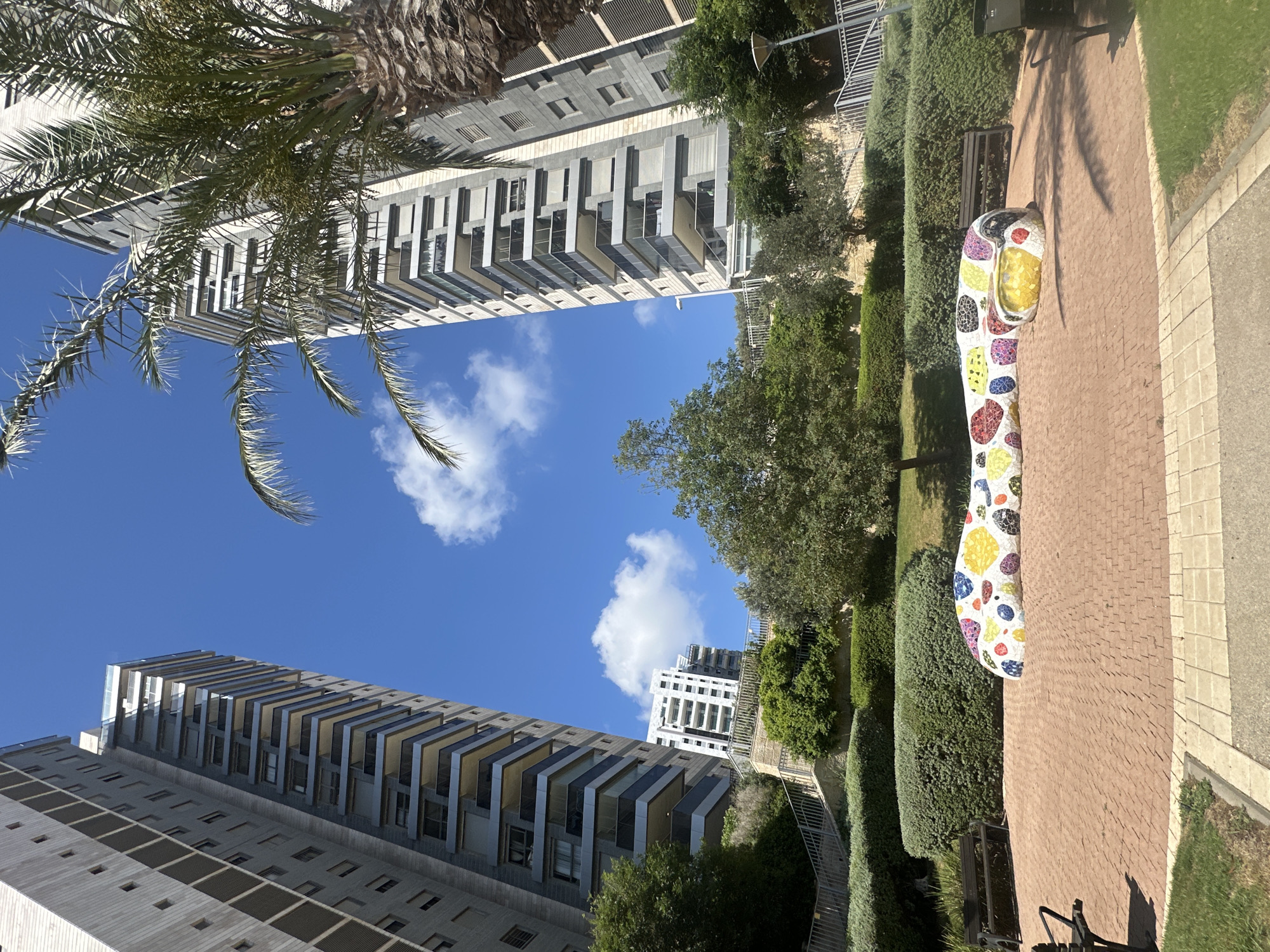 Afternoon walk through Haifa's urban campus, ending at a memorial display