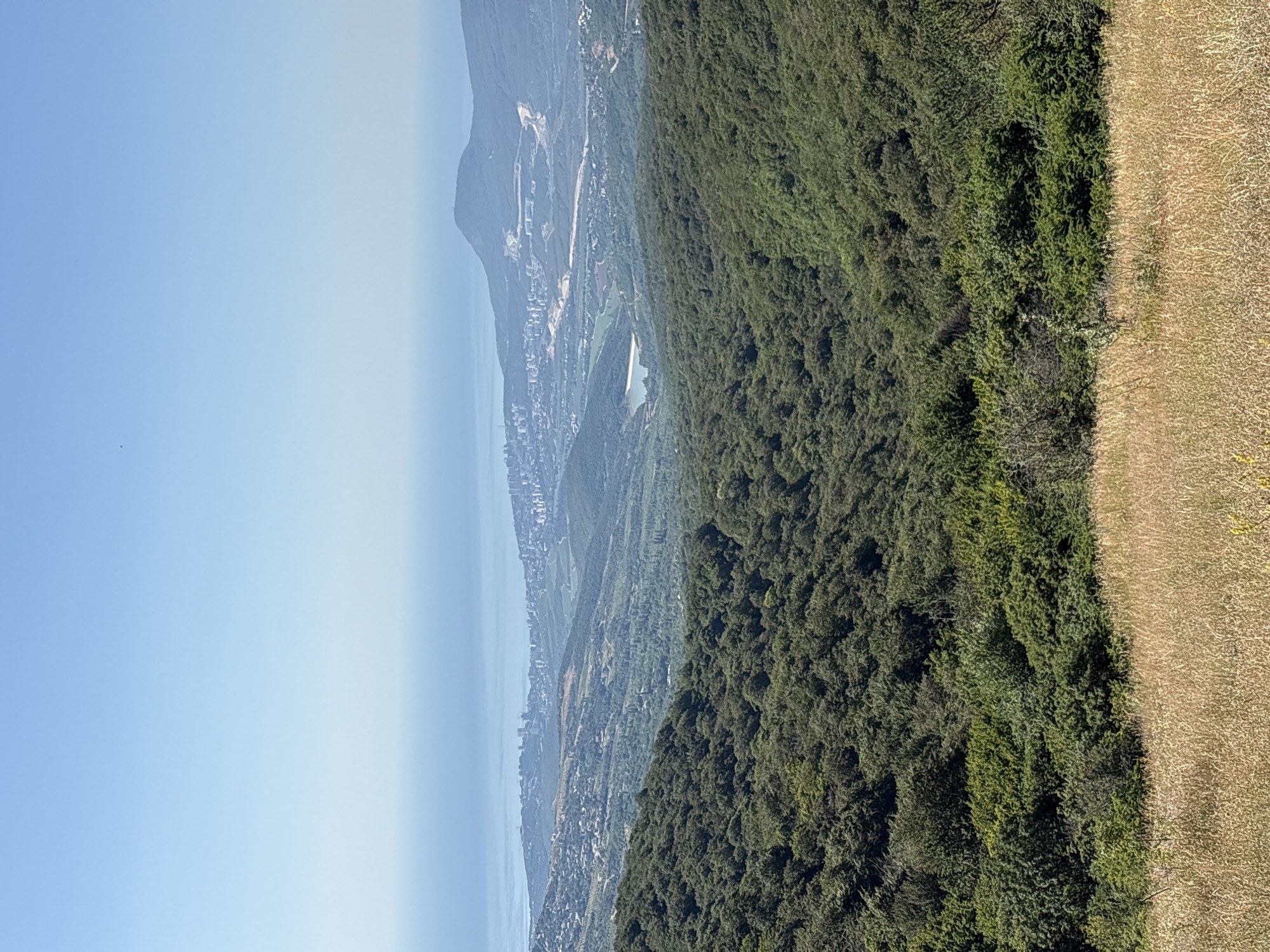 Morning views from a Crimean hilltop overlooking valley and sea