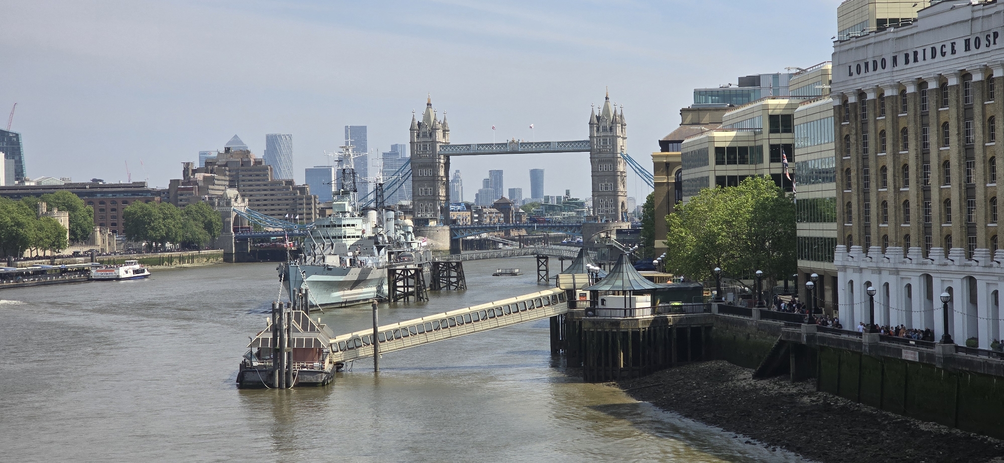 Thames River activity observed near Tower Bridge, HMS Belfast