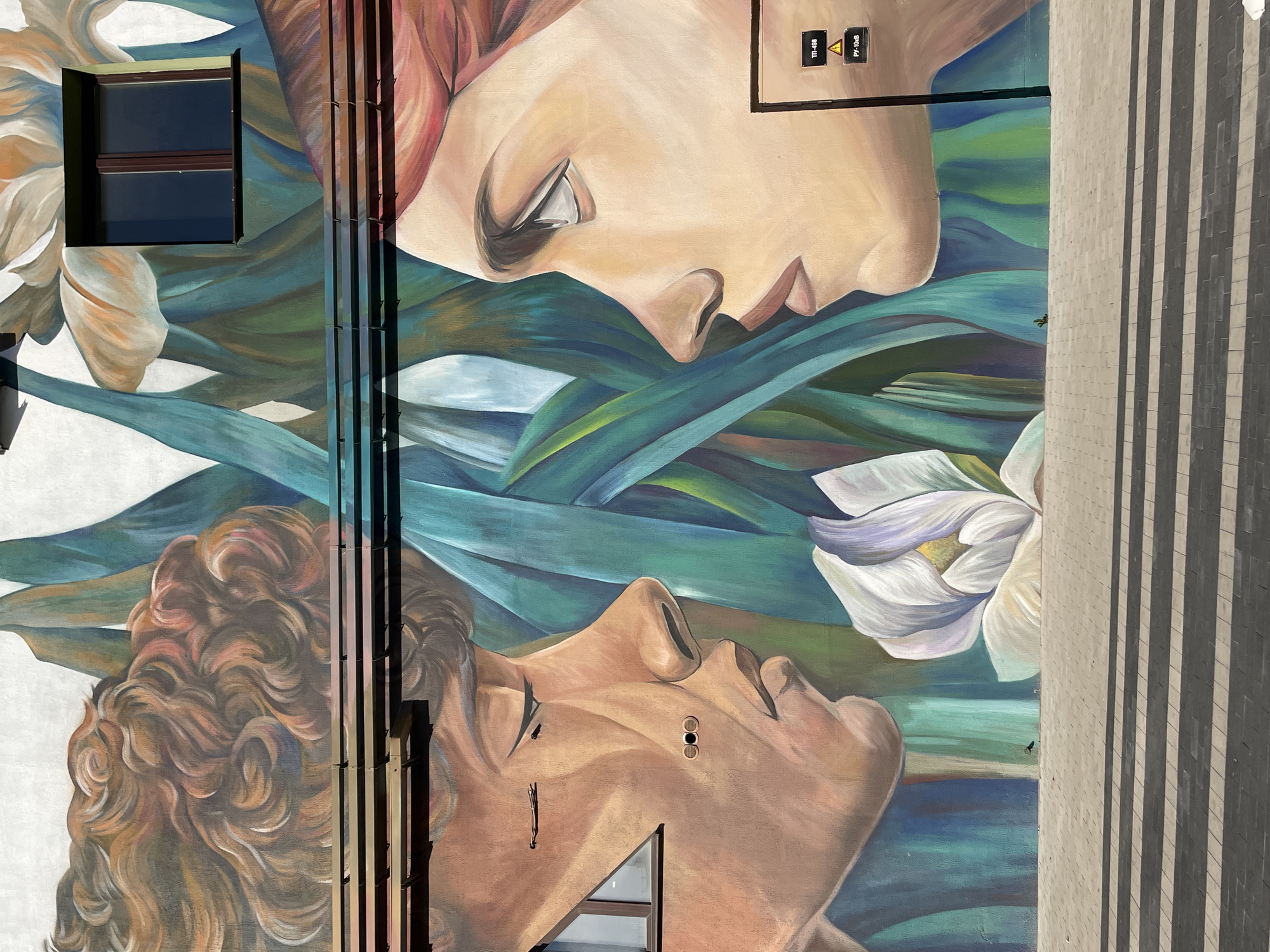 Romantic mural featuring inverted faces spotted in Brest, Belarus