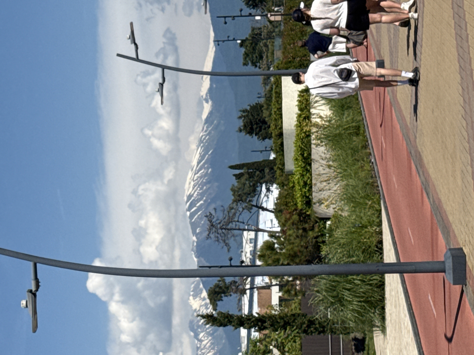 Clear skies over pedestrian area in Sirius, Russia