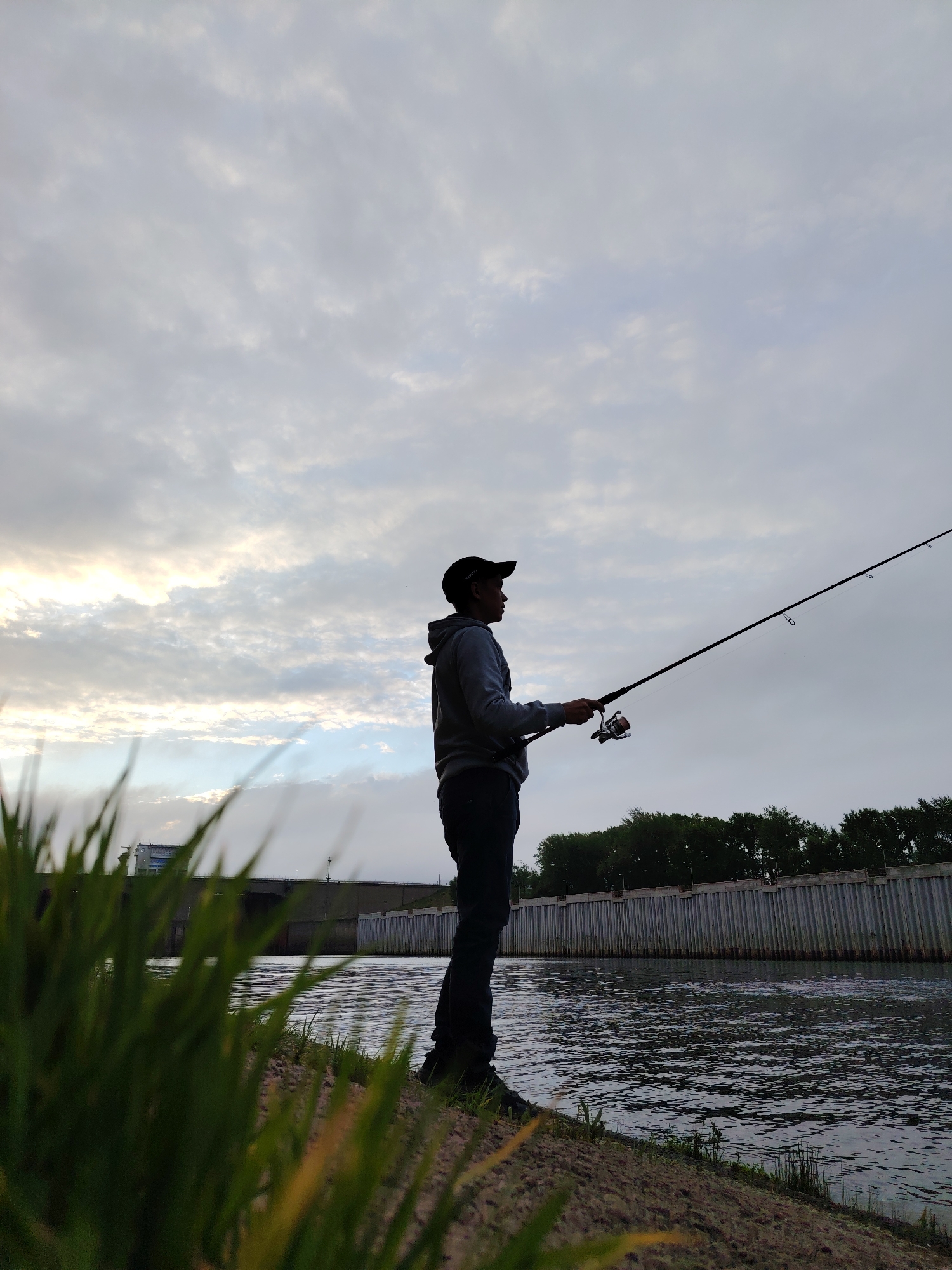 Fishing the Kama River at dawn near Chaikovsky's Votkinsk Dam