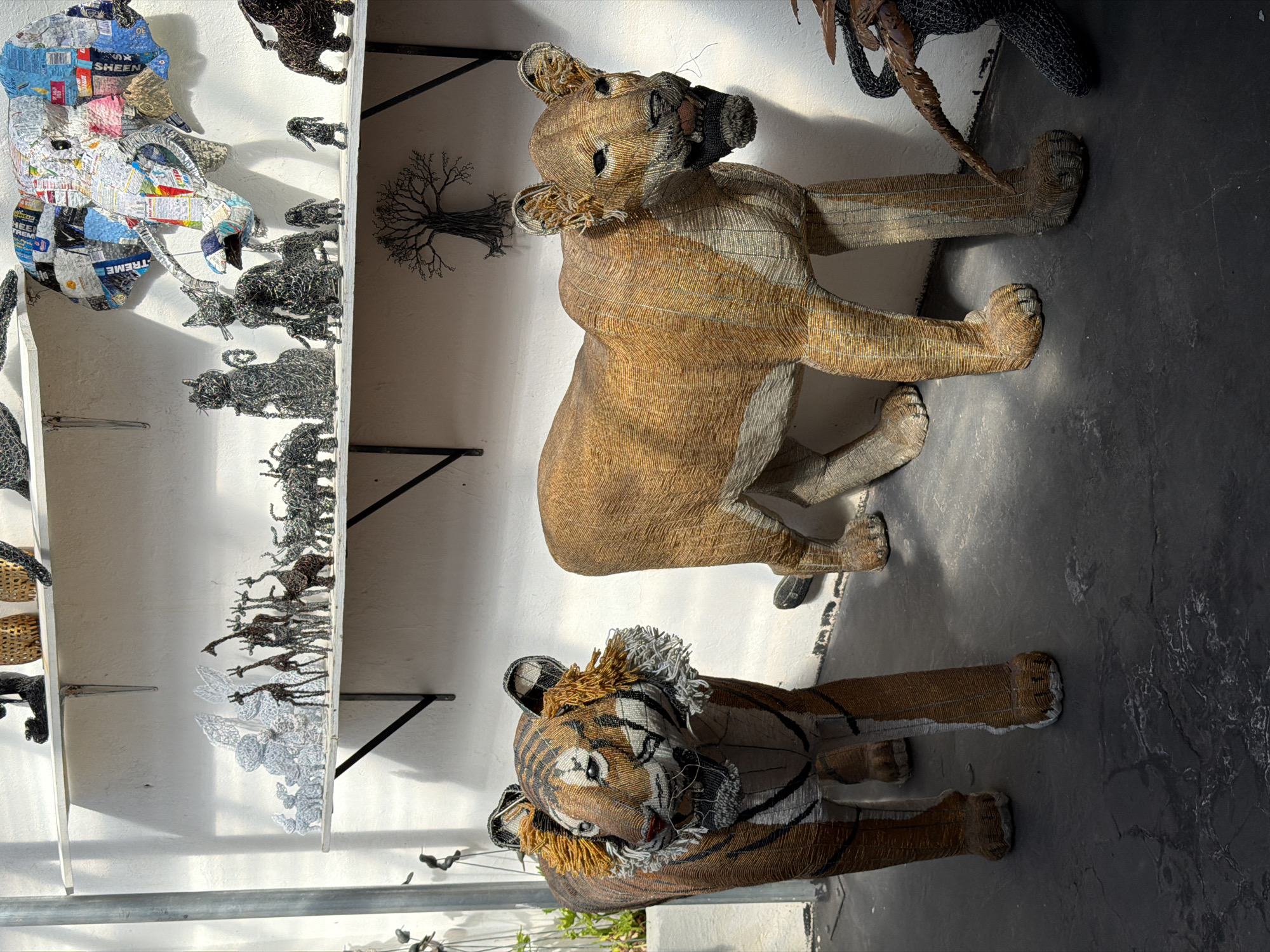 Cape Town craft shop displays handmade animal sculptures and beadwork