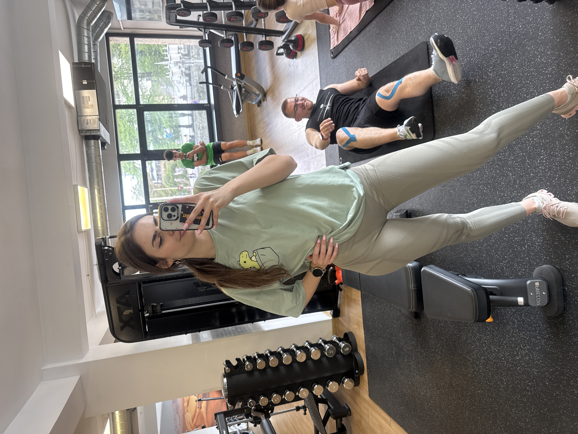 Woman takes gym selfies in Gabrovo fitness center