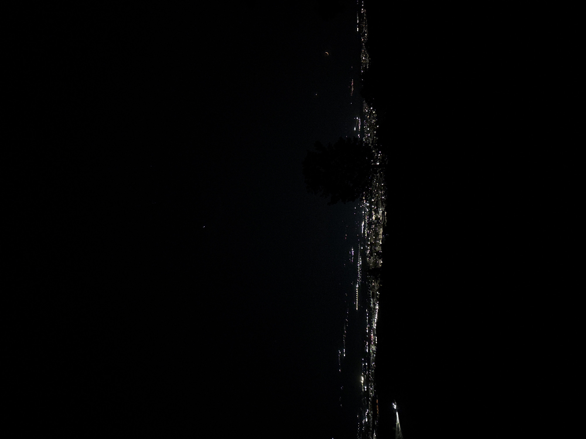 Crescent moon and tree silhouette observed in Marulevo, Bulgaria