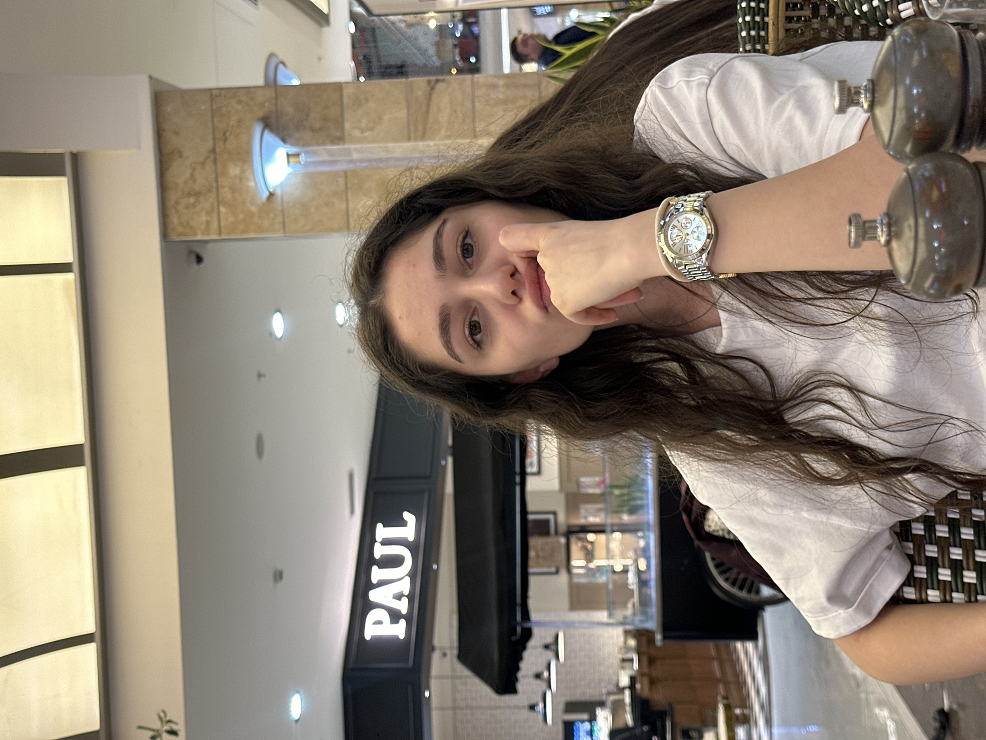 Woman dines at café in Yerevan, Armenia