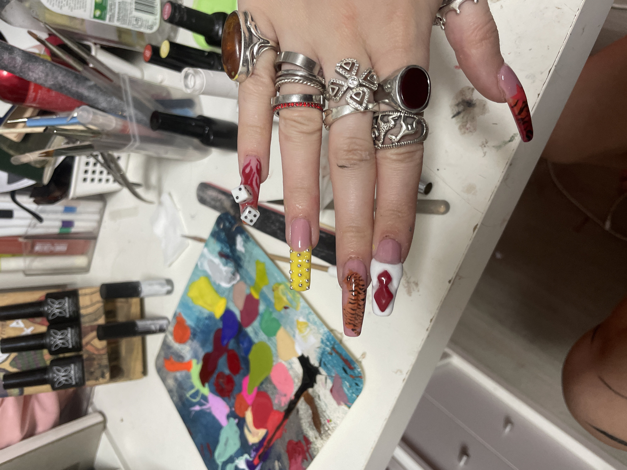 Elaborate nail art display captured in Raanana, Israel