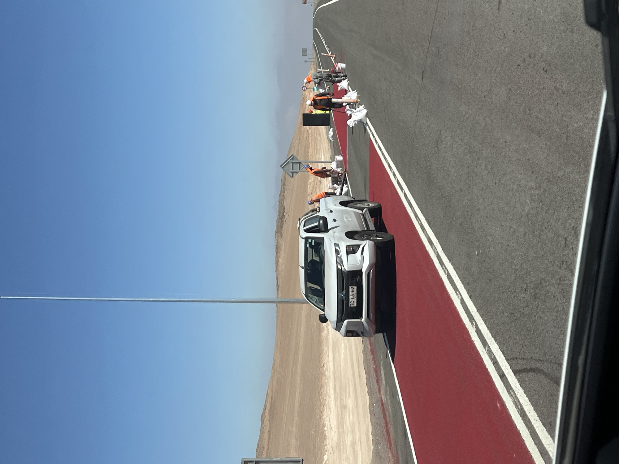 Highway construction work underway near Arica, Chile
