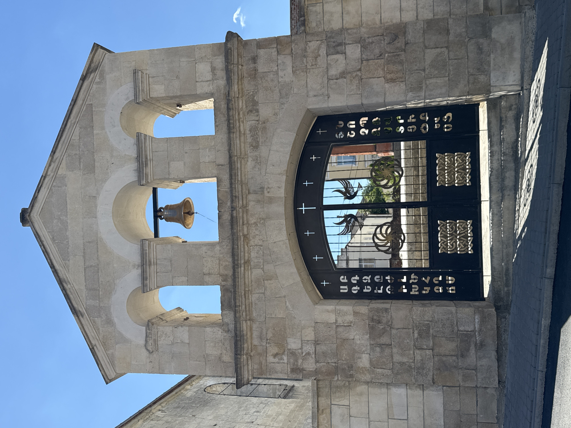 Historic churches and castle tower in central Berezhany, Ukraine