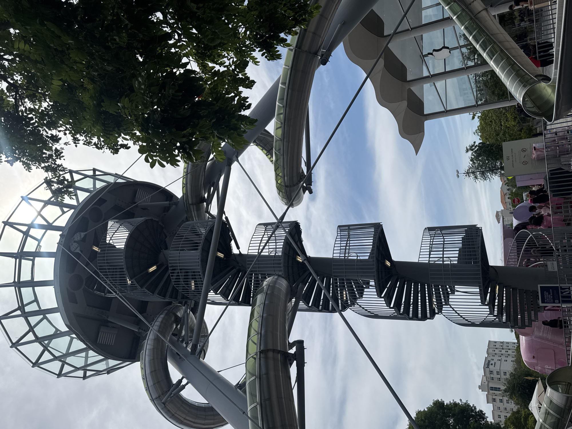 Spiral slide tower and mall visit in Aventura