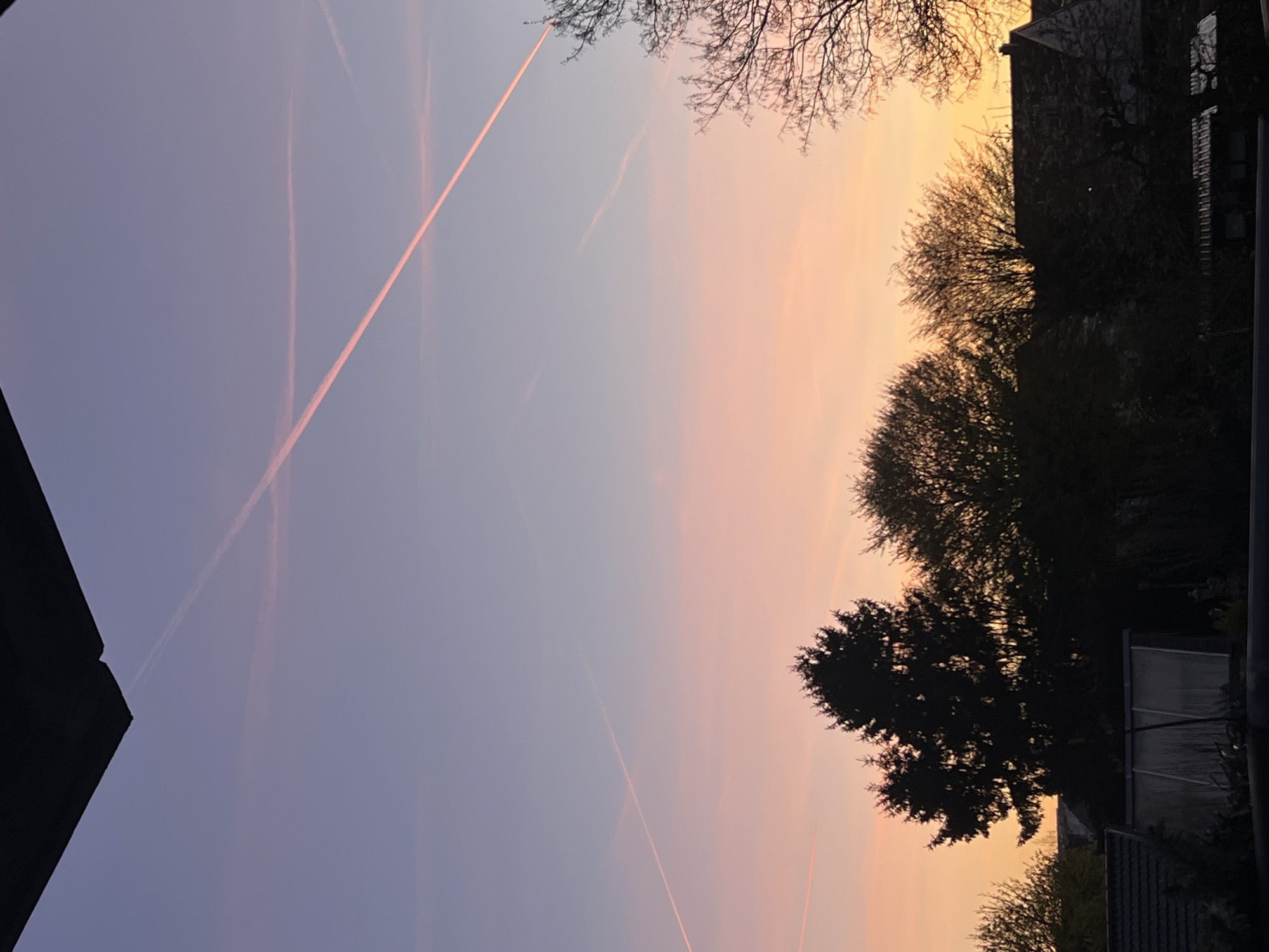Evening sky displays colorful gradient at dusk in Würselen