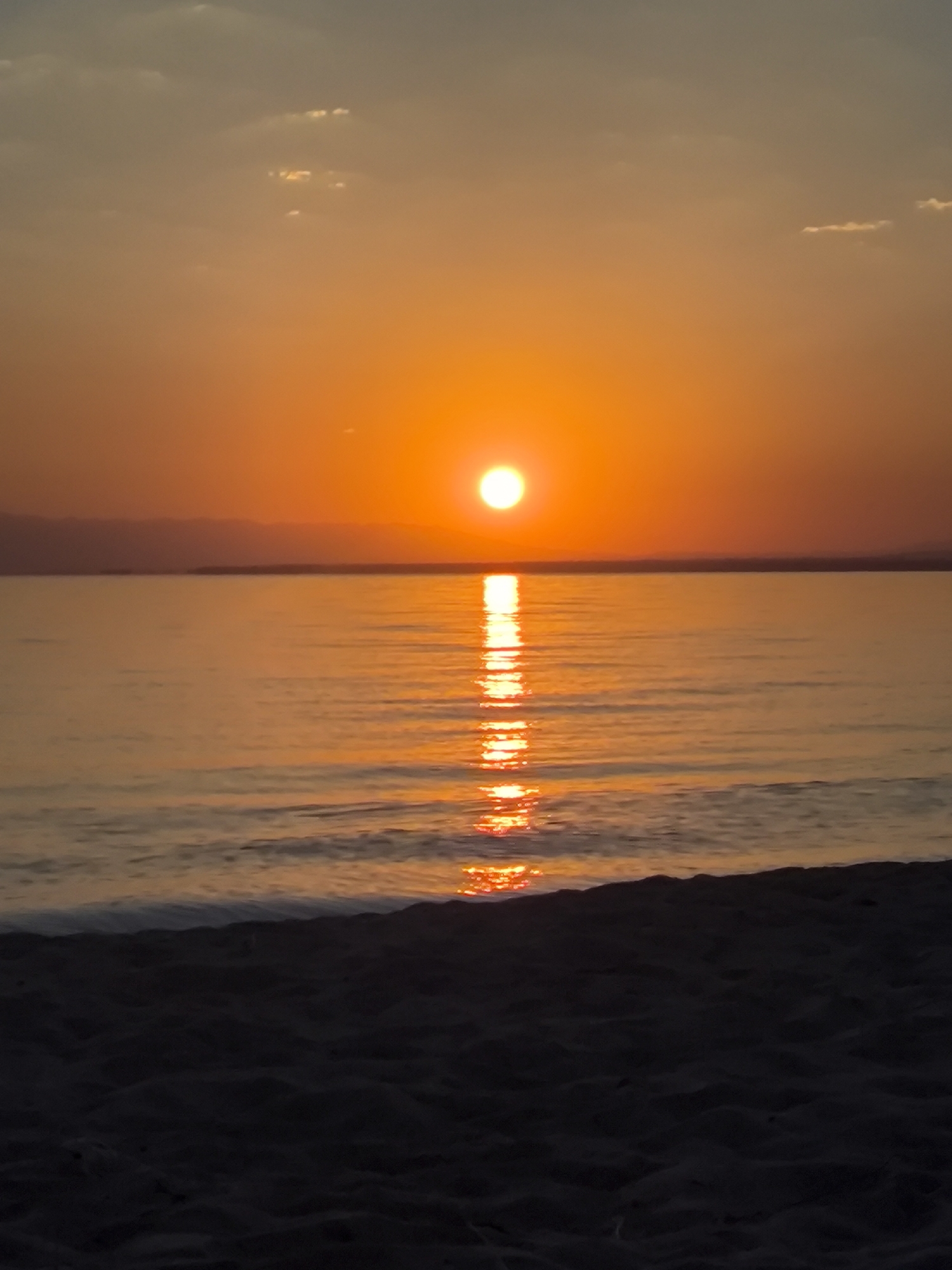 Sunset over Issyk-Kul, shot from Basbeshik's shoreline