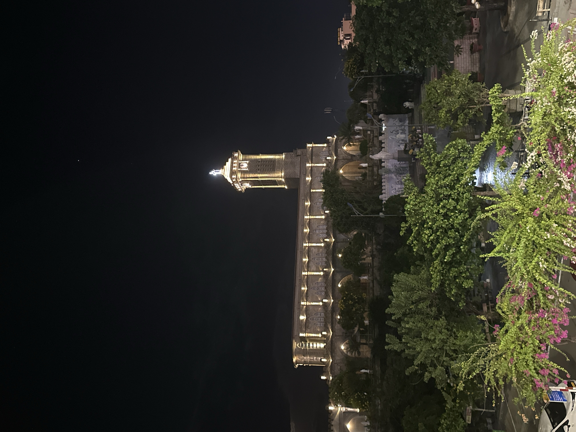 Nha Trang church glowing after dark