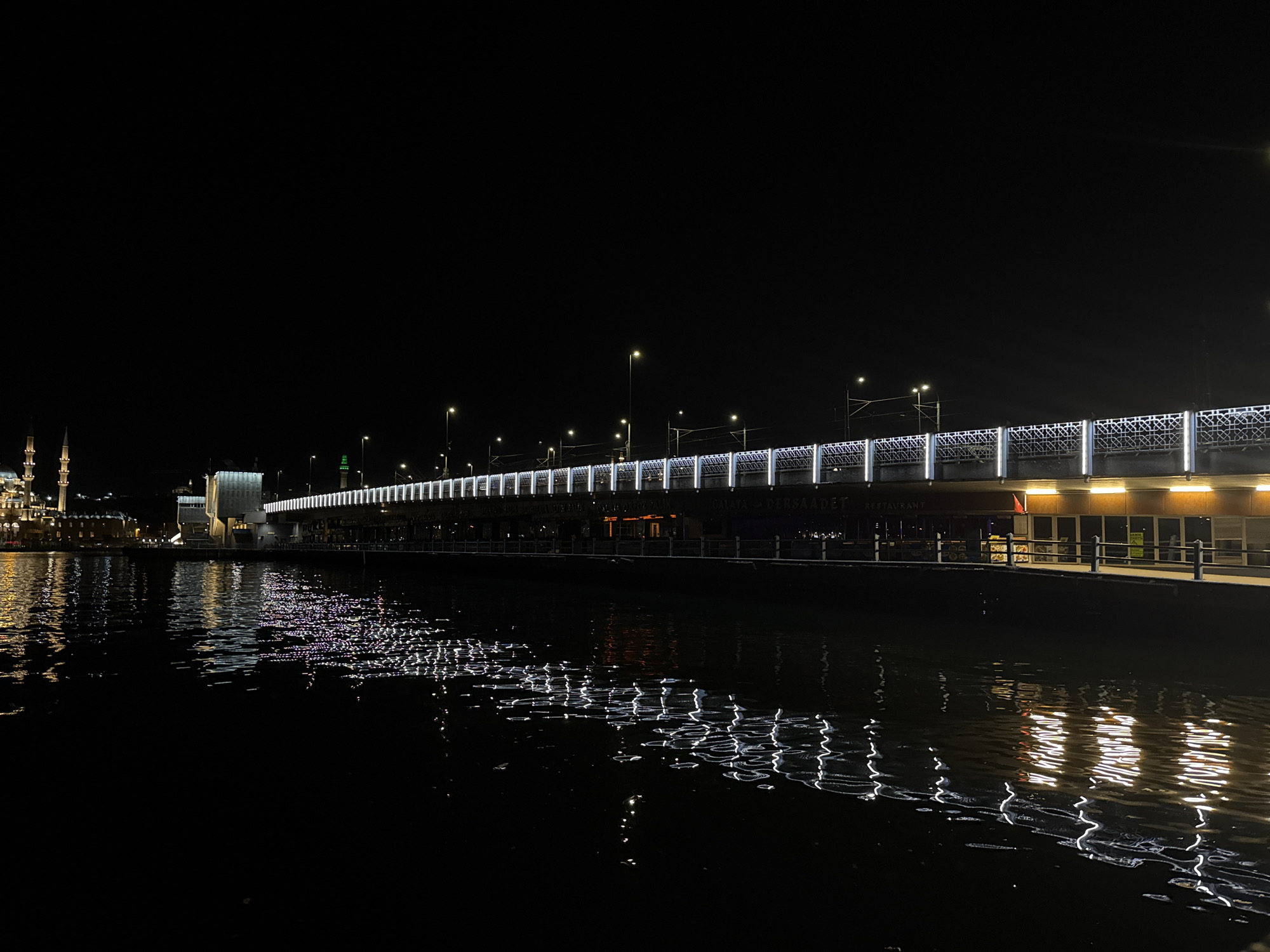 Nighttime tour of illuminated Beyoğlu landmarks and streets documented