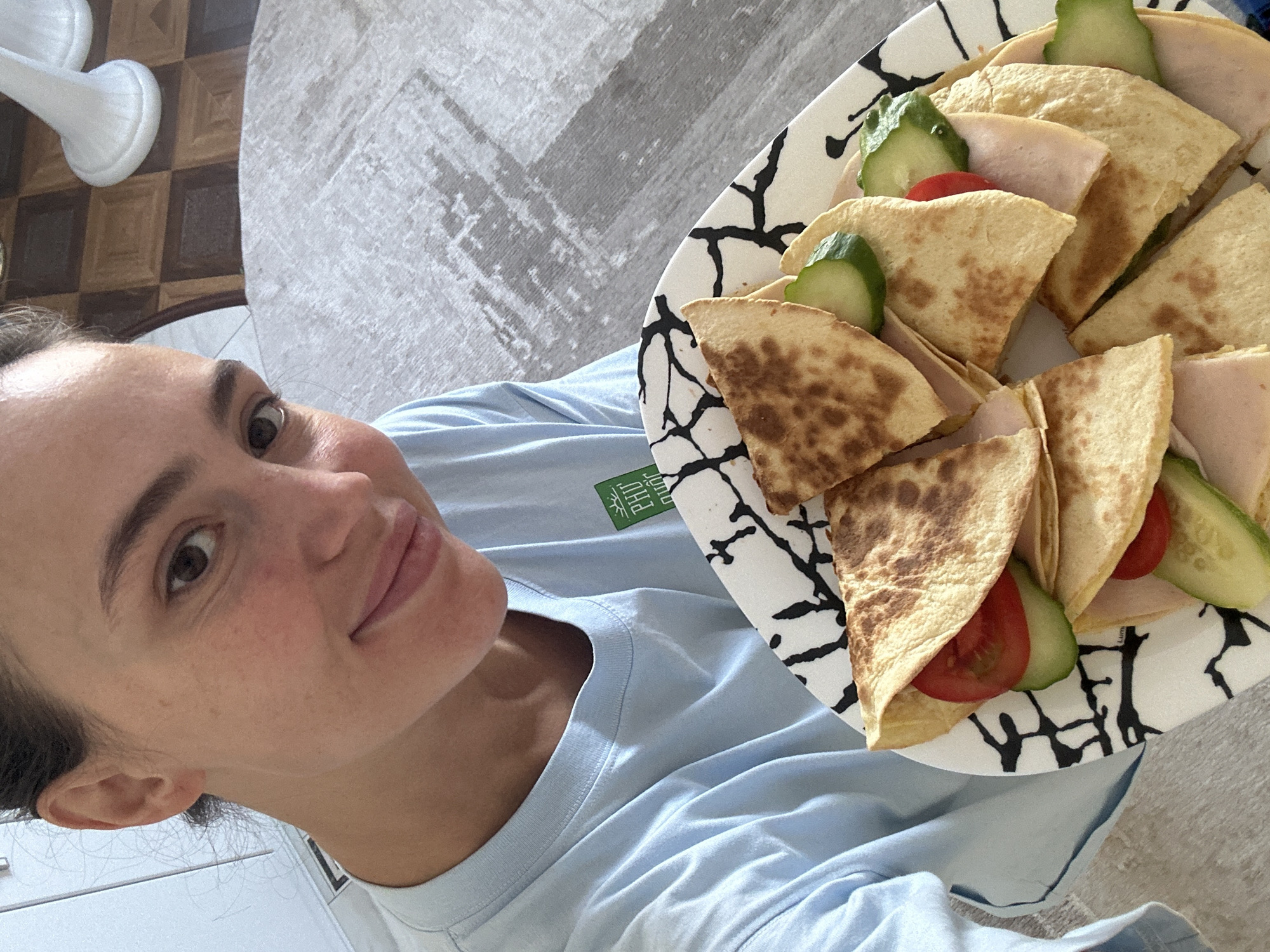 Early morning breakfast preparation captured in Surgut kitchen