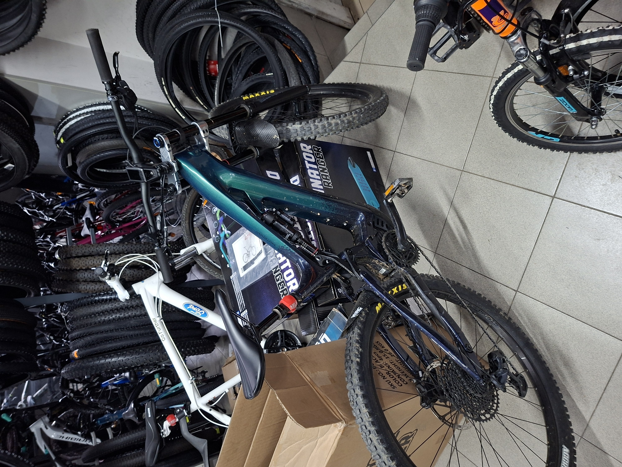 Electric mountain bike displayed at Gabrovo bicycle shop