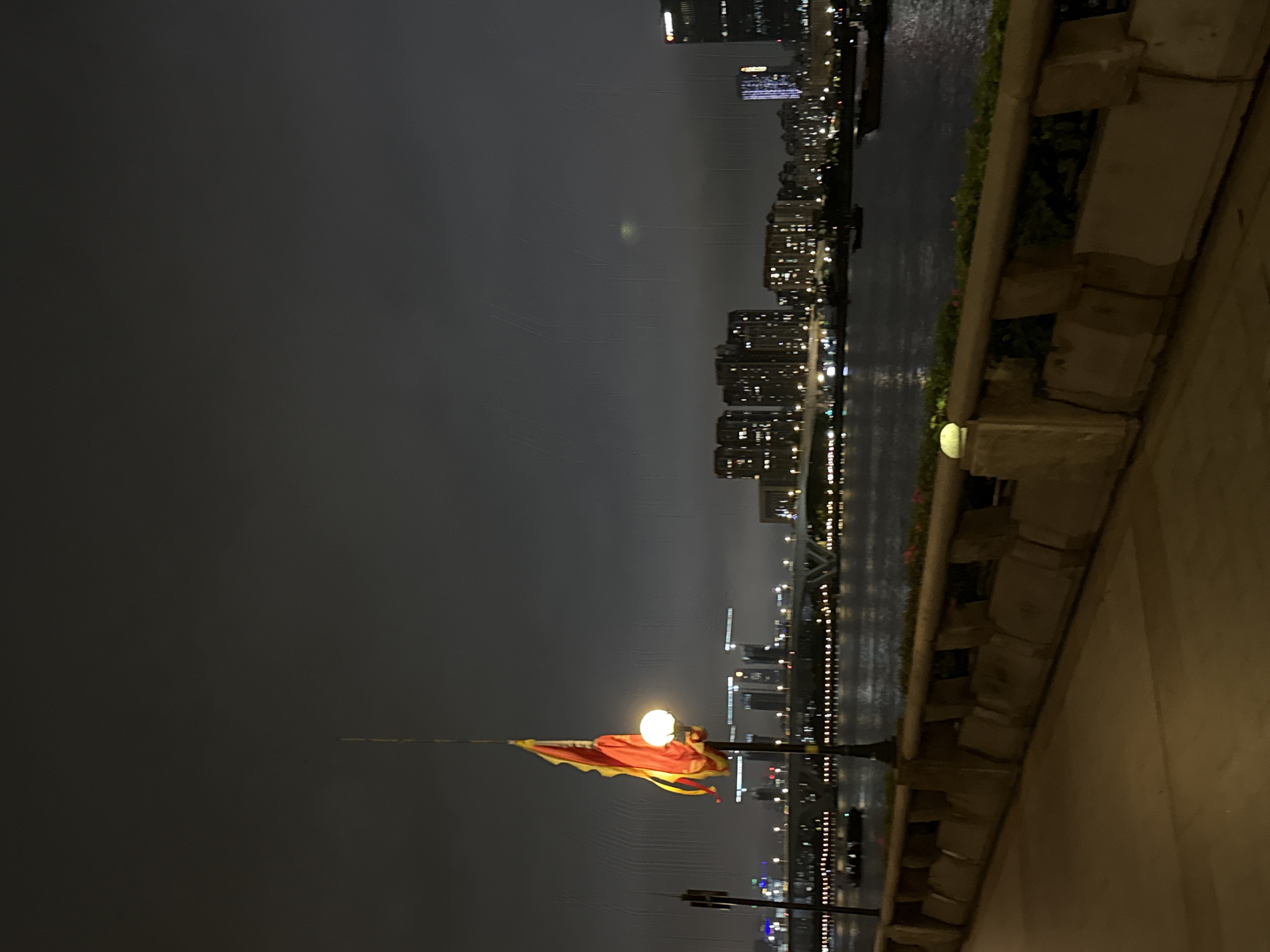 Haizhu District riverfront and streets after dark, Guangzhou