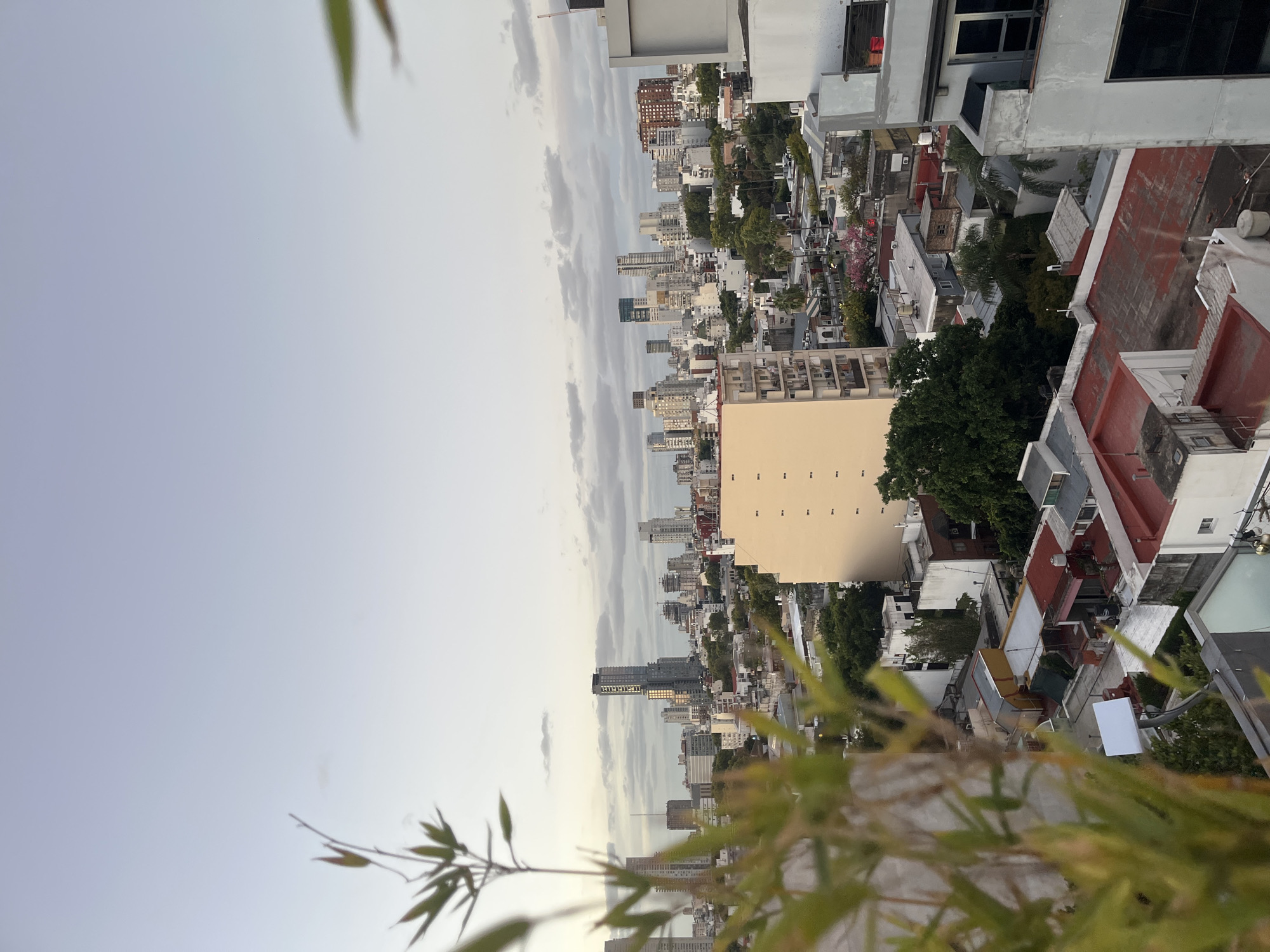 Buenos Aires cityscape viewed from high-rise rooftop Saturday evening