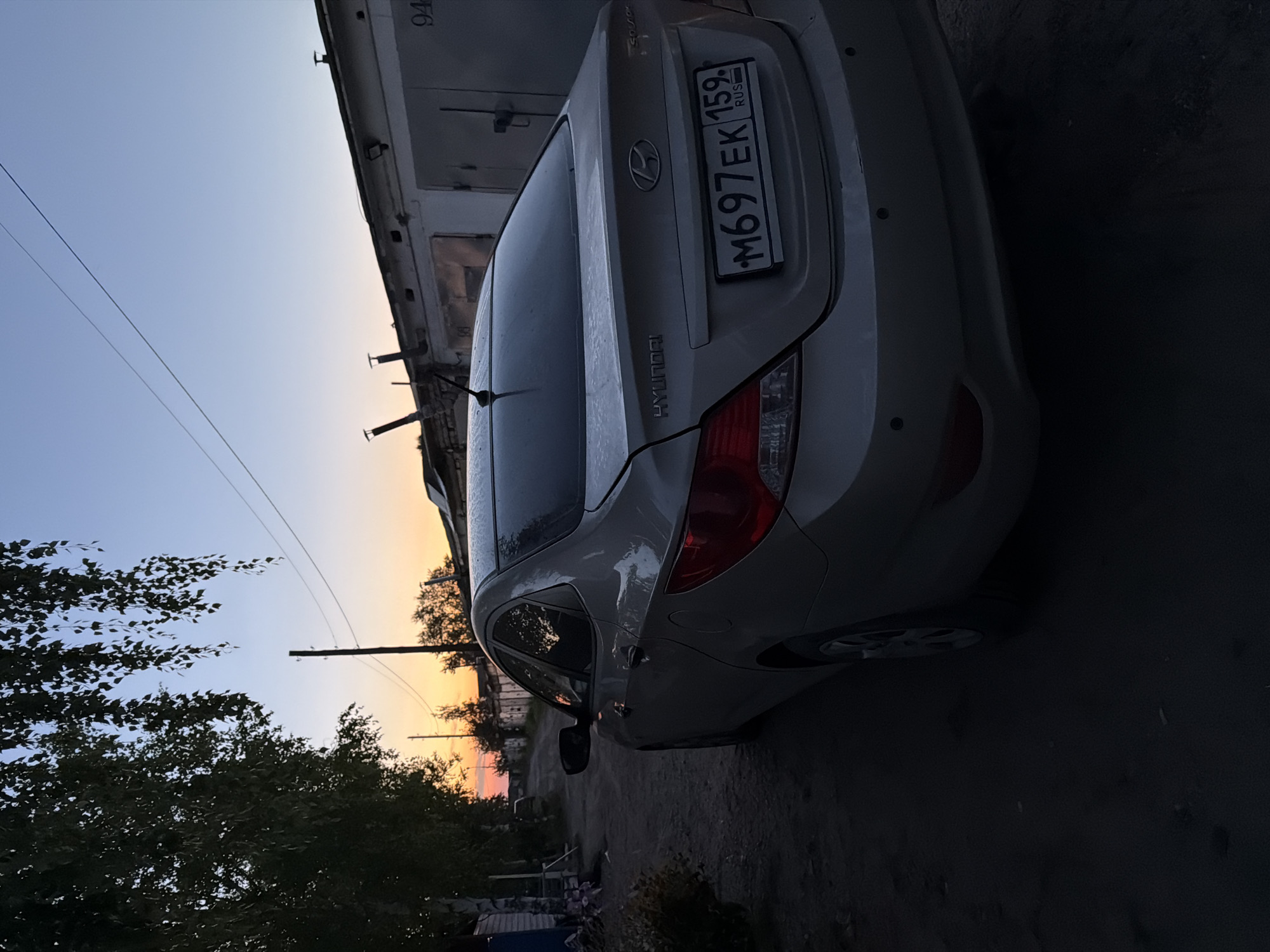 Sunset evening at Chaikovsky's riverside marina
