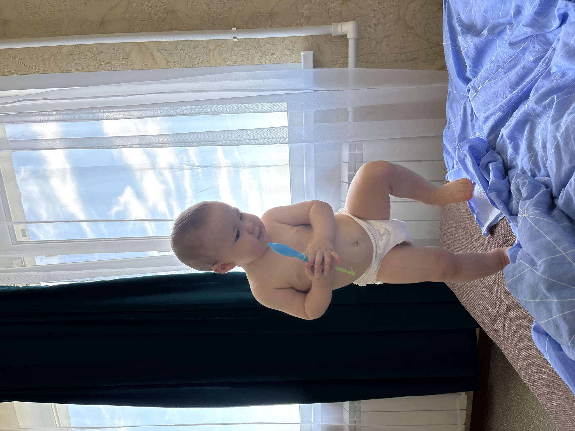 Lazy morning at home with a baby and coffee