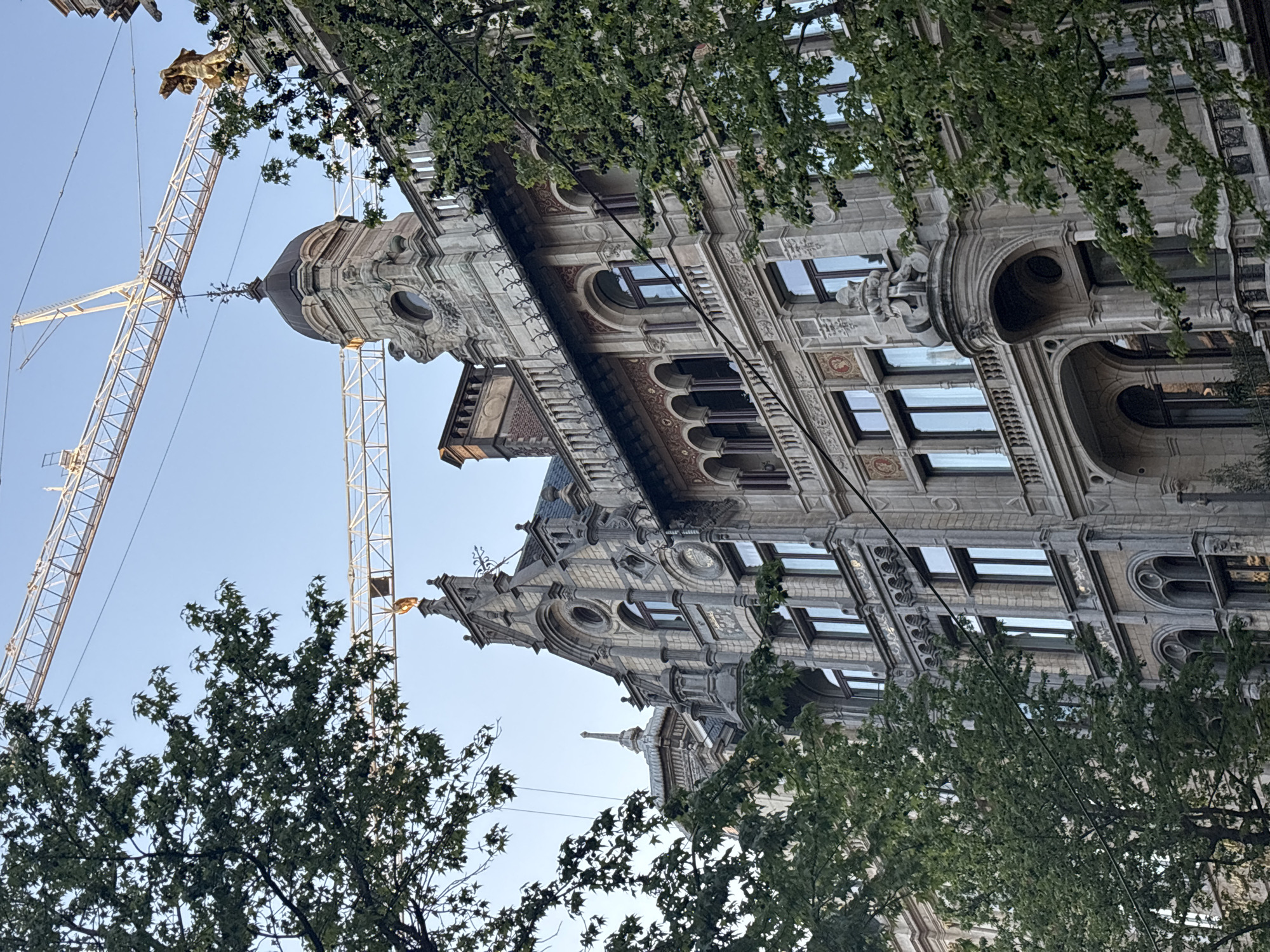 Historic Antwerp district documented amid construction activity Thursday evening