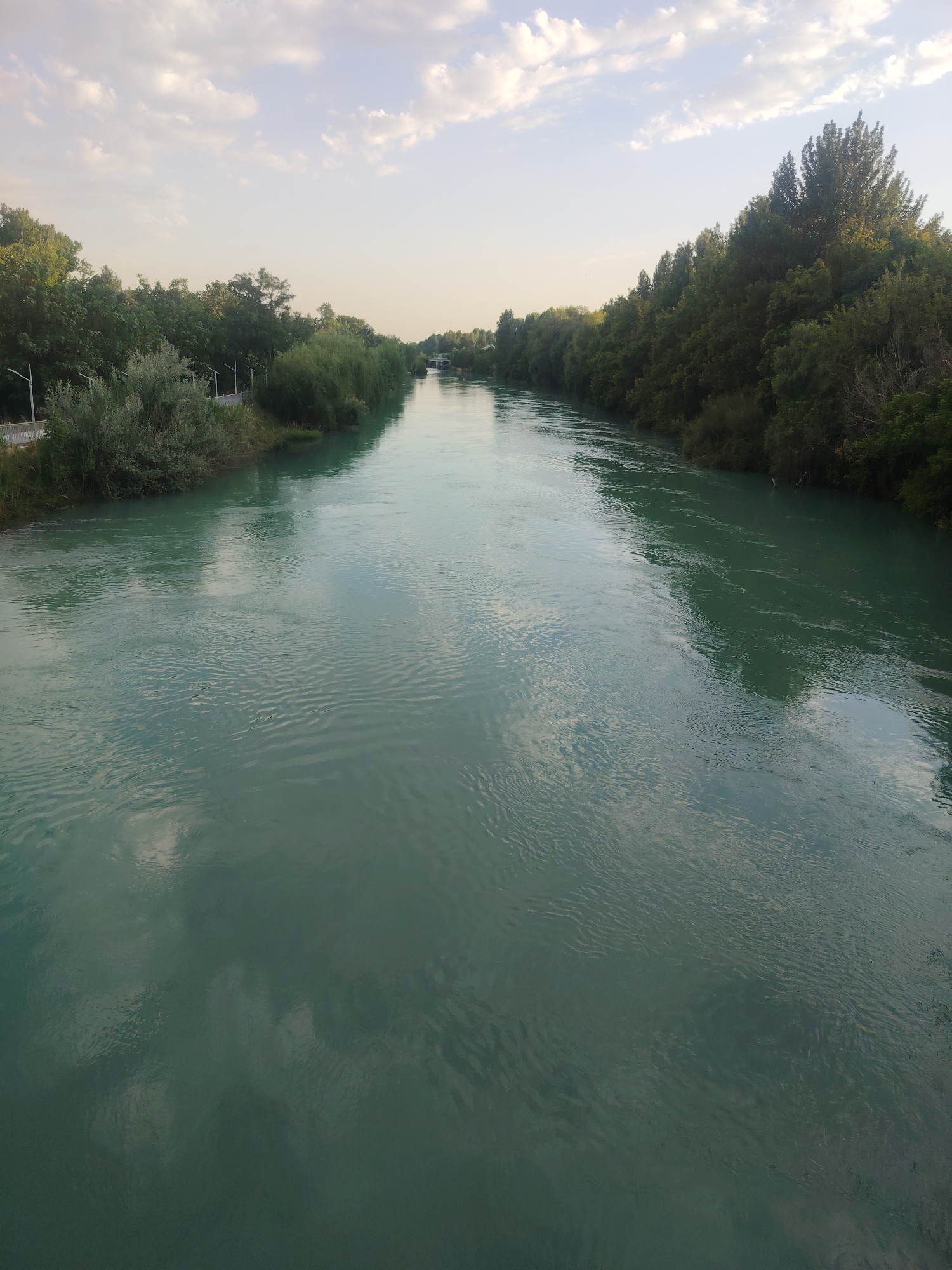River, bridge, mosque, and Mega Center in a Central Asian city