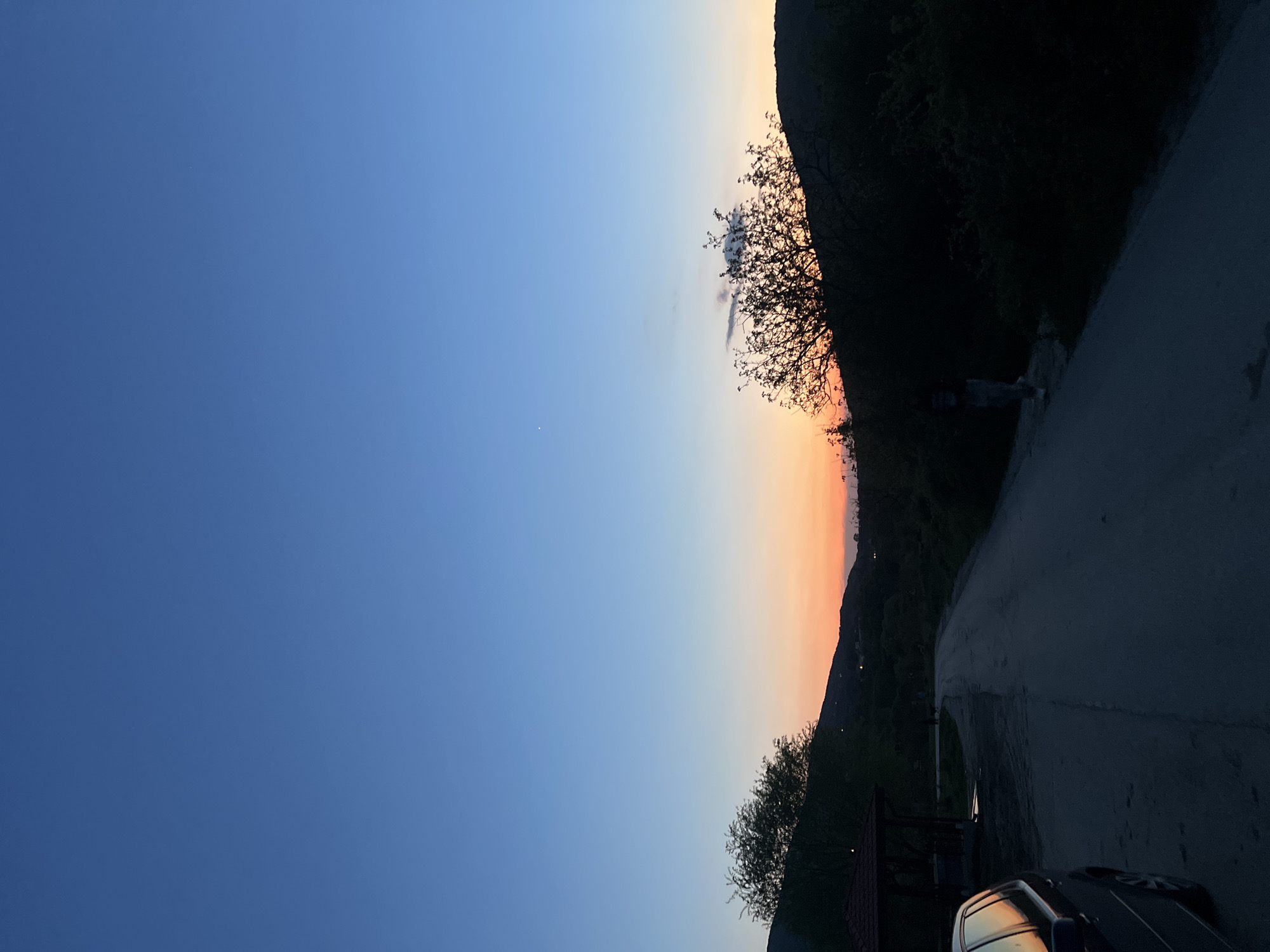 Twilight landscape captured in Galabovo, Bulgaria shows colorful evening sky