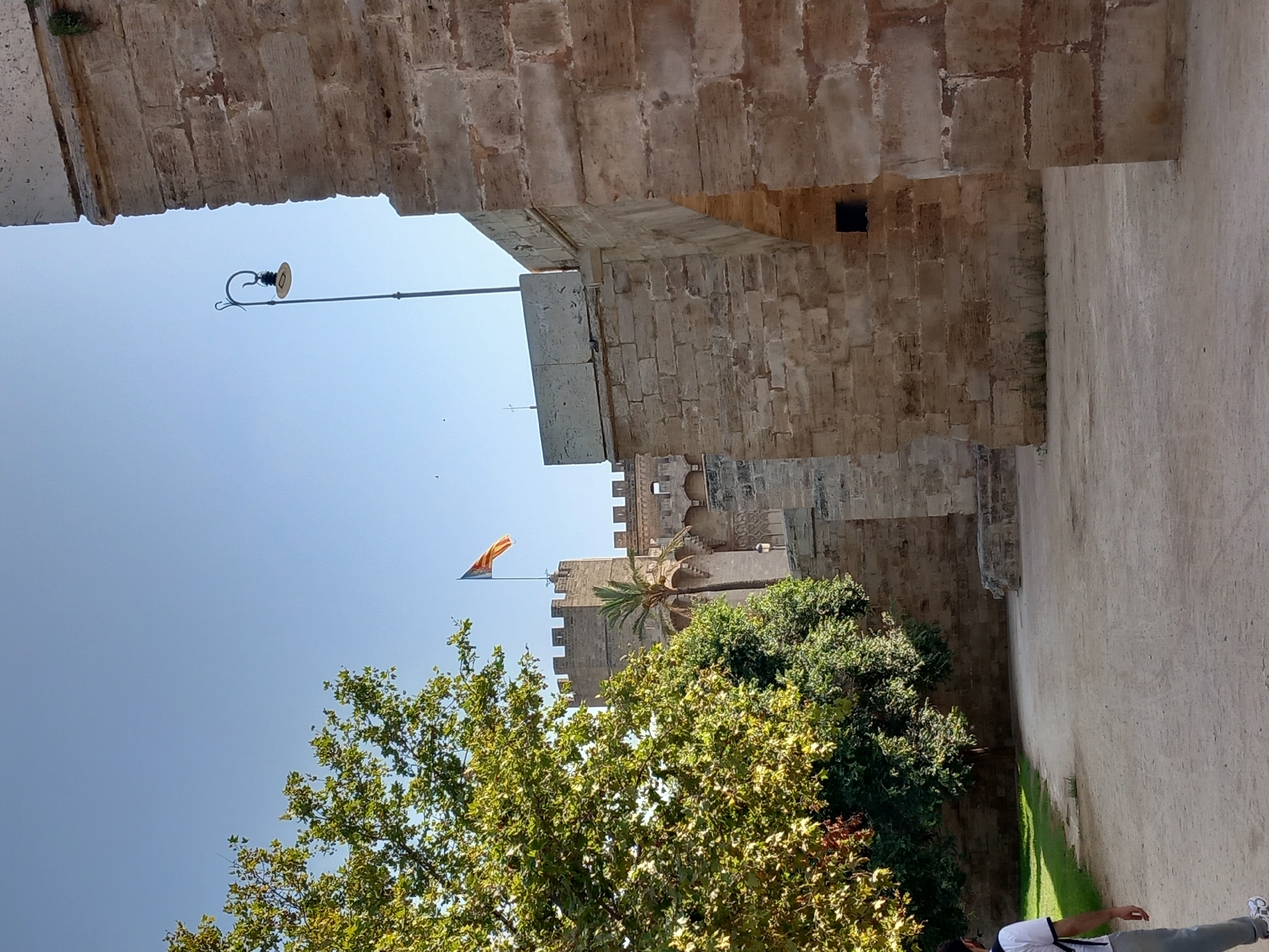 Historic towers and park details in central Valencia