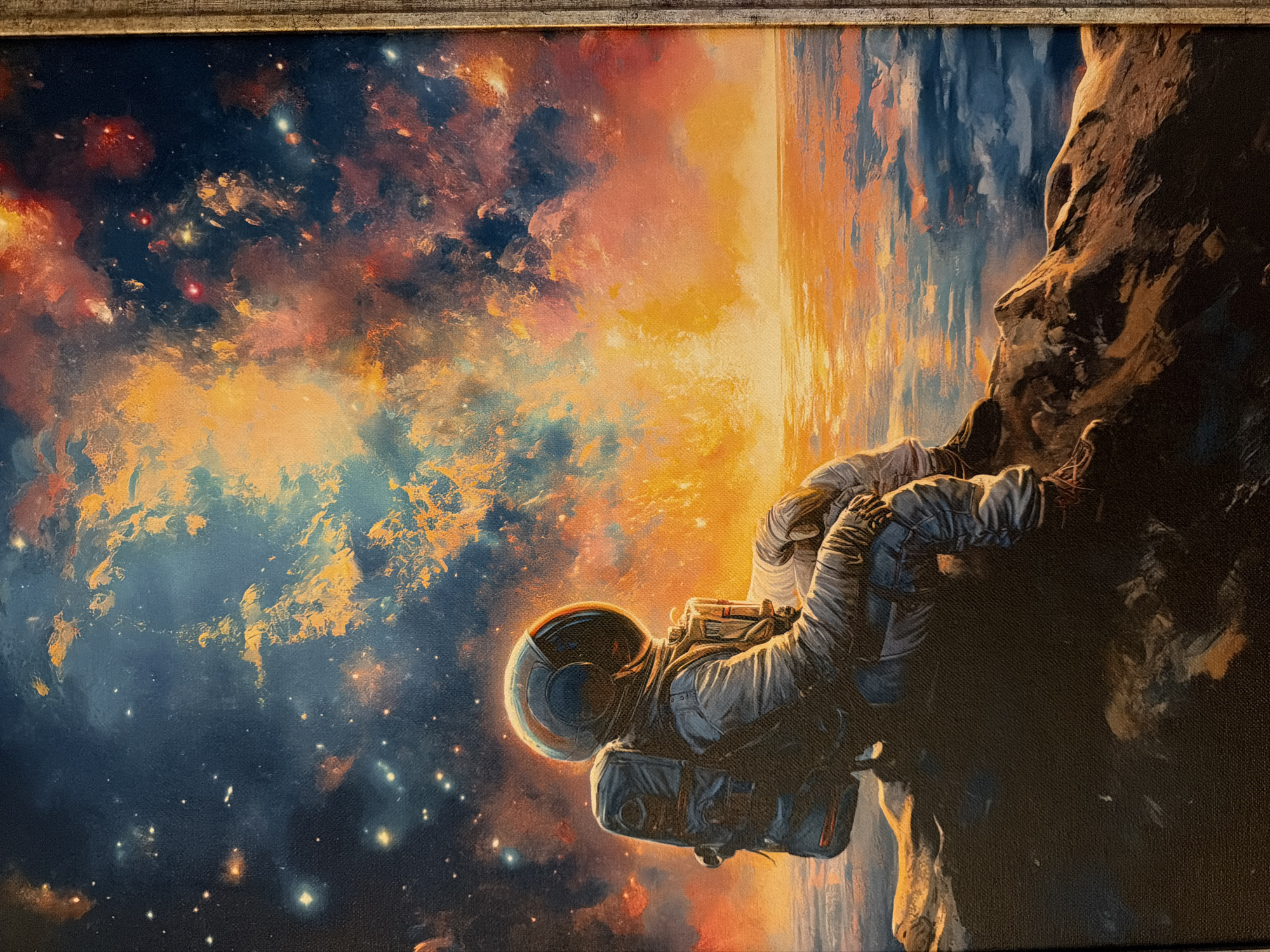 Witness reports space-themed artwork featuring astronaut on rock formation