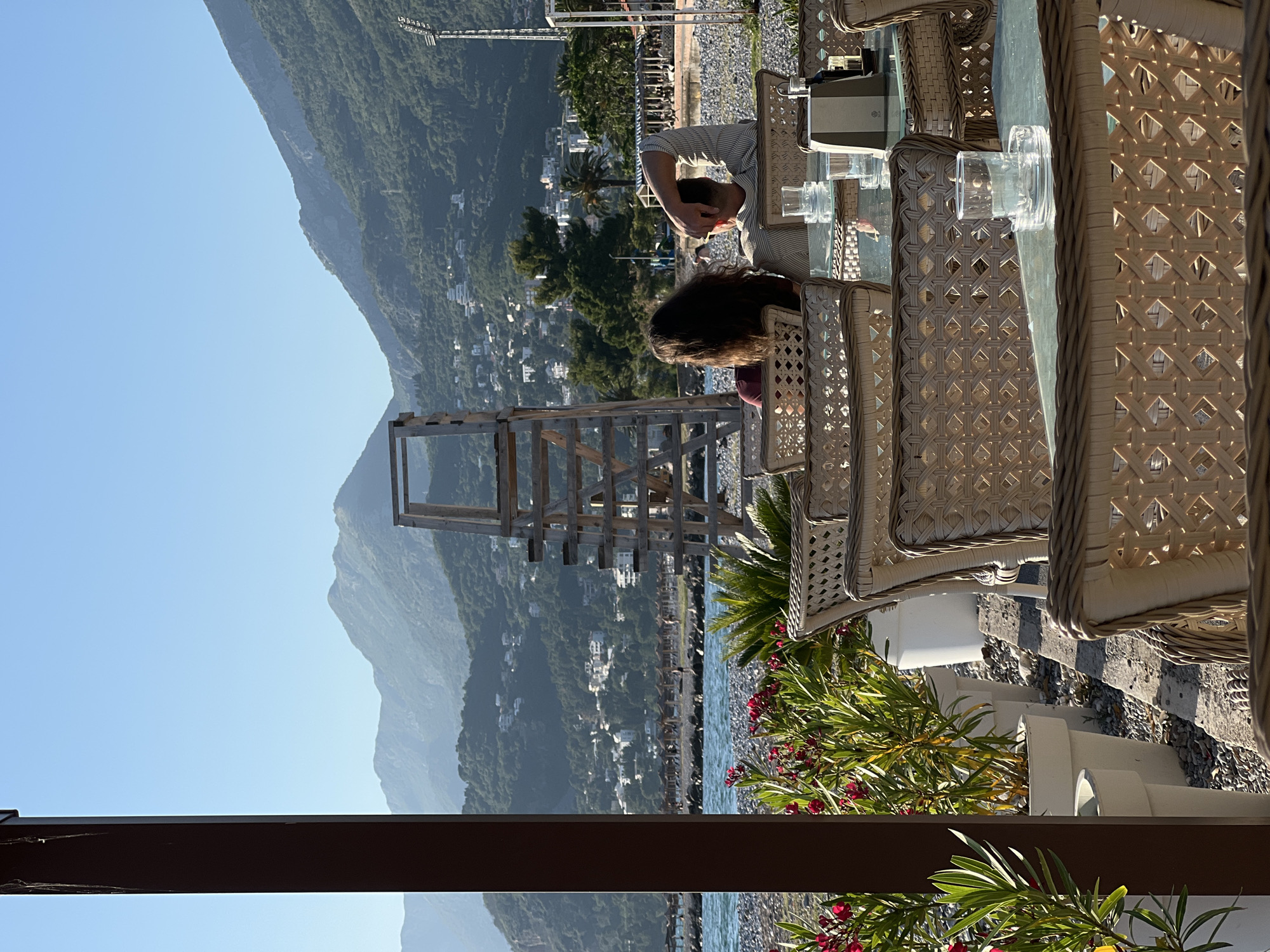 Sunset dining terrace and beach scenes documented in Bar, Montenegro
