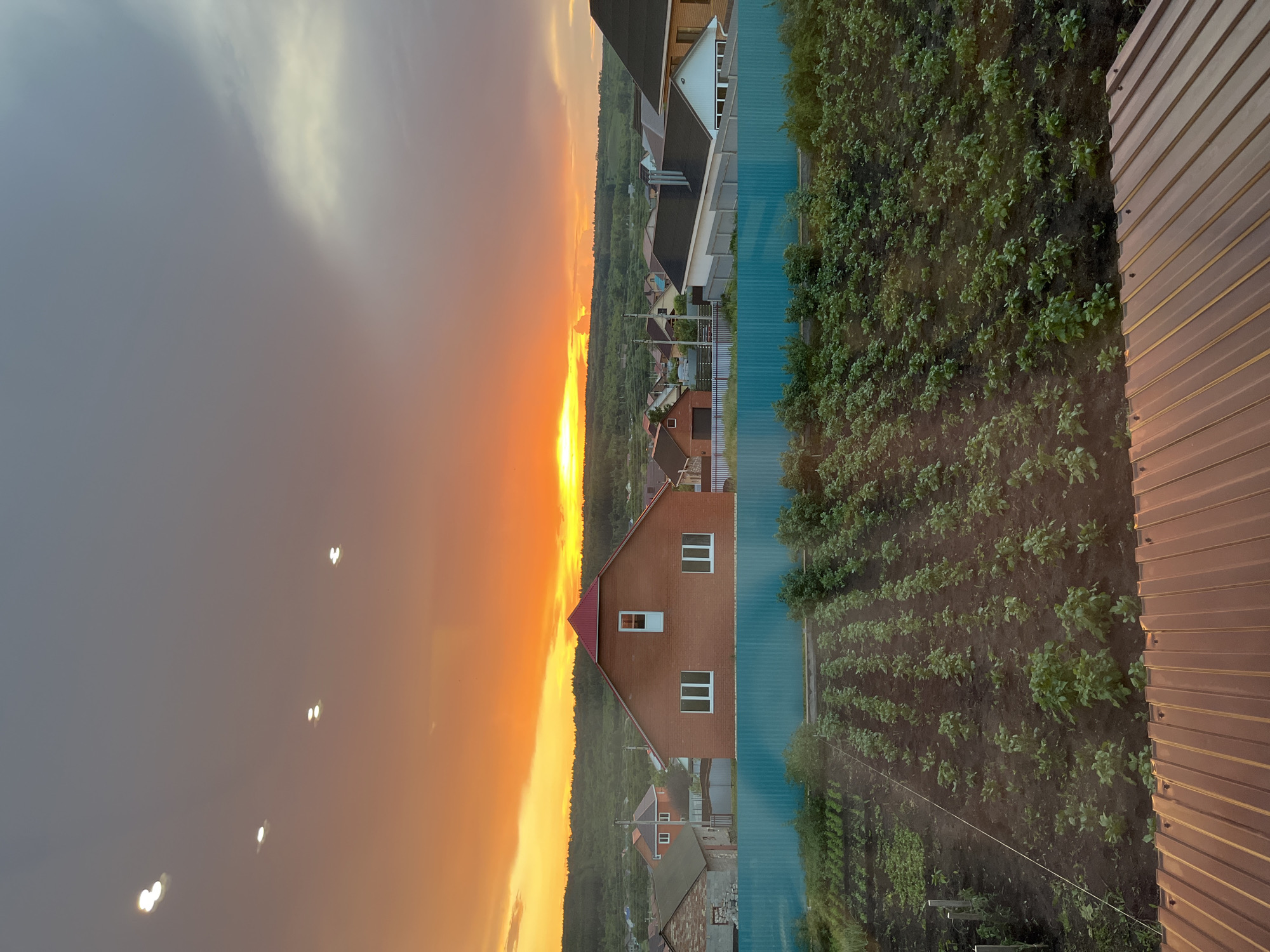 Garden sunset and fresh watermelon in rural Tujmazy
