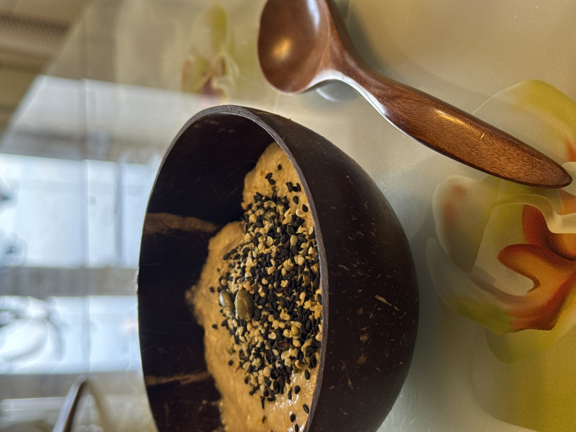 Breakfast bowl with mixed seeds photographed Monday morning