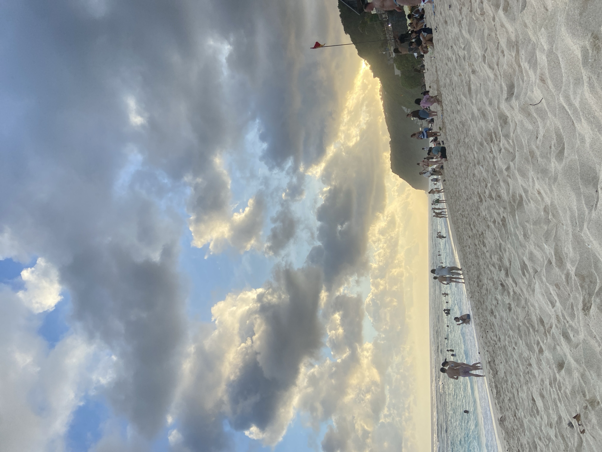 Morning beach scene captured in Kuta Selatan, Indonesia