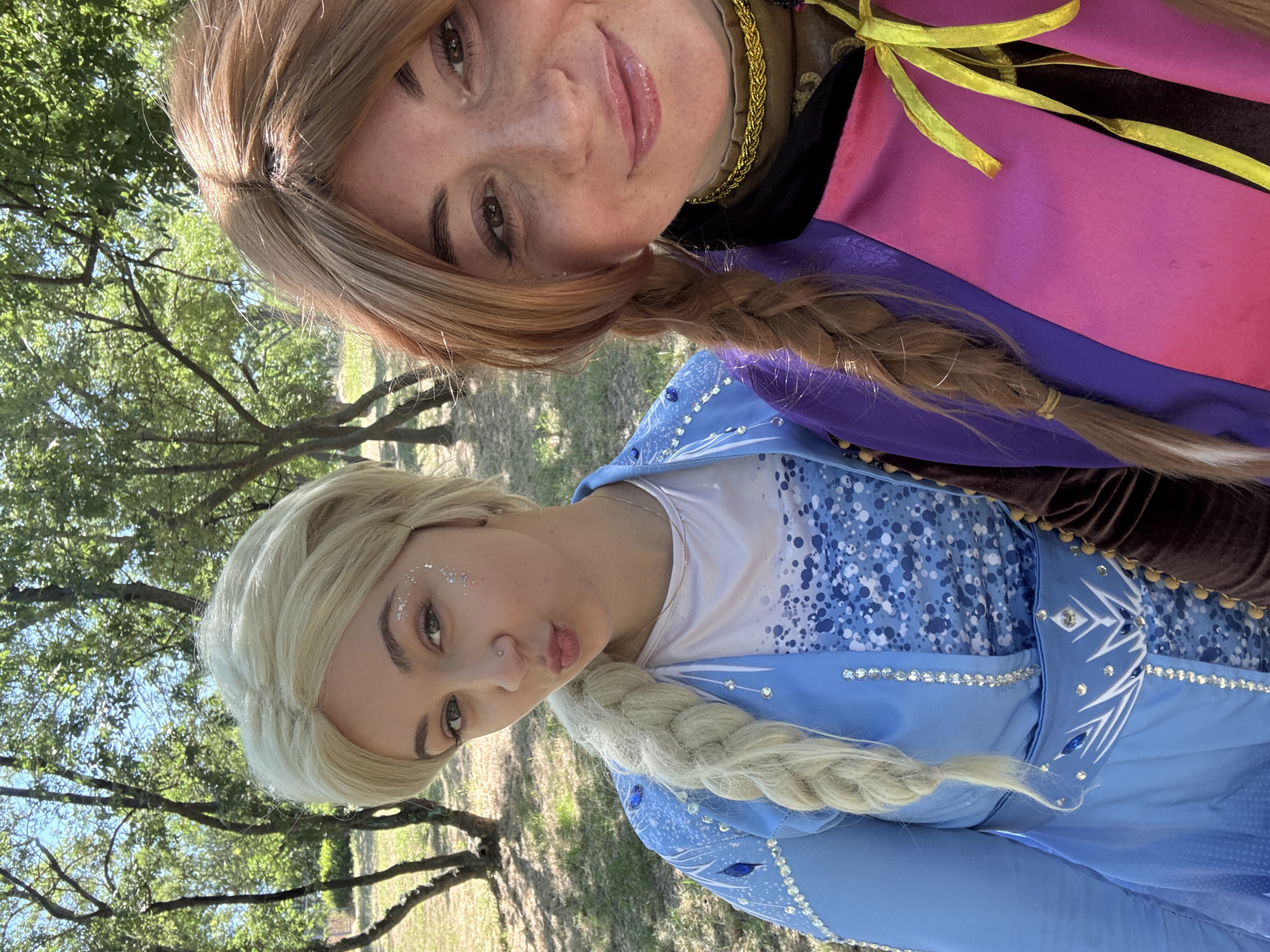 Sunny day out: ferry ride, park walk, Frozen costumes