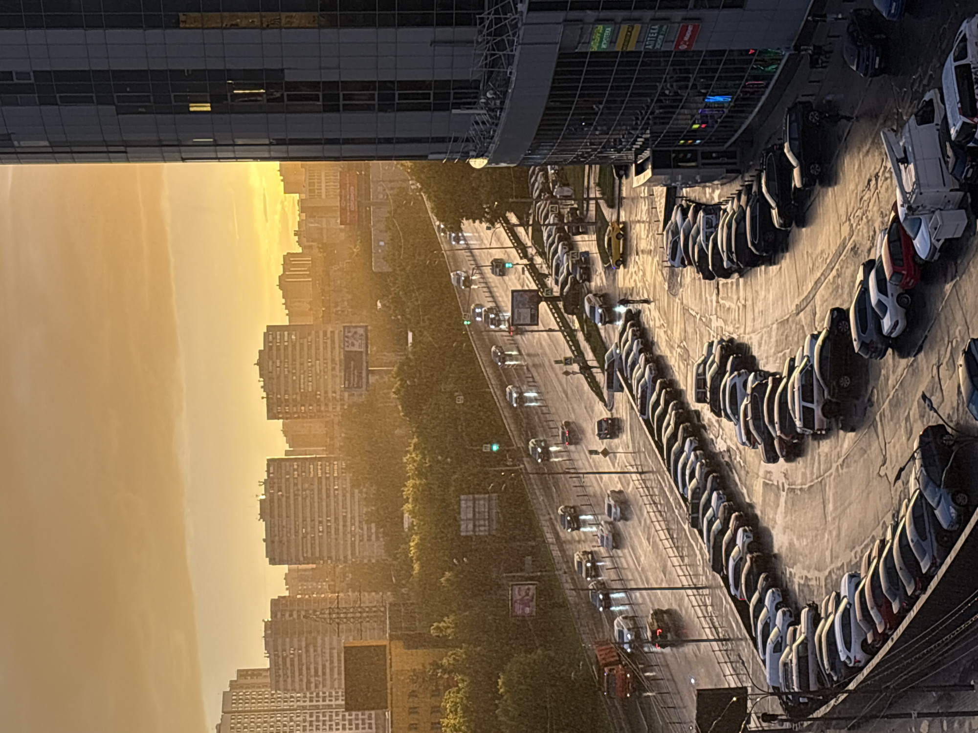 Mytishchi at golden hour, from rooftops to rainy streets