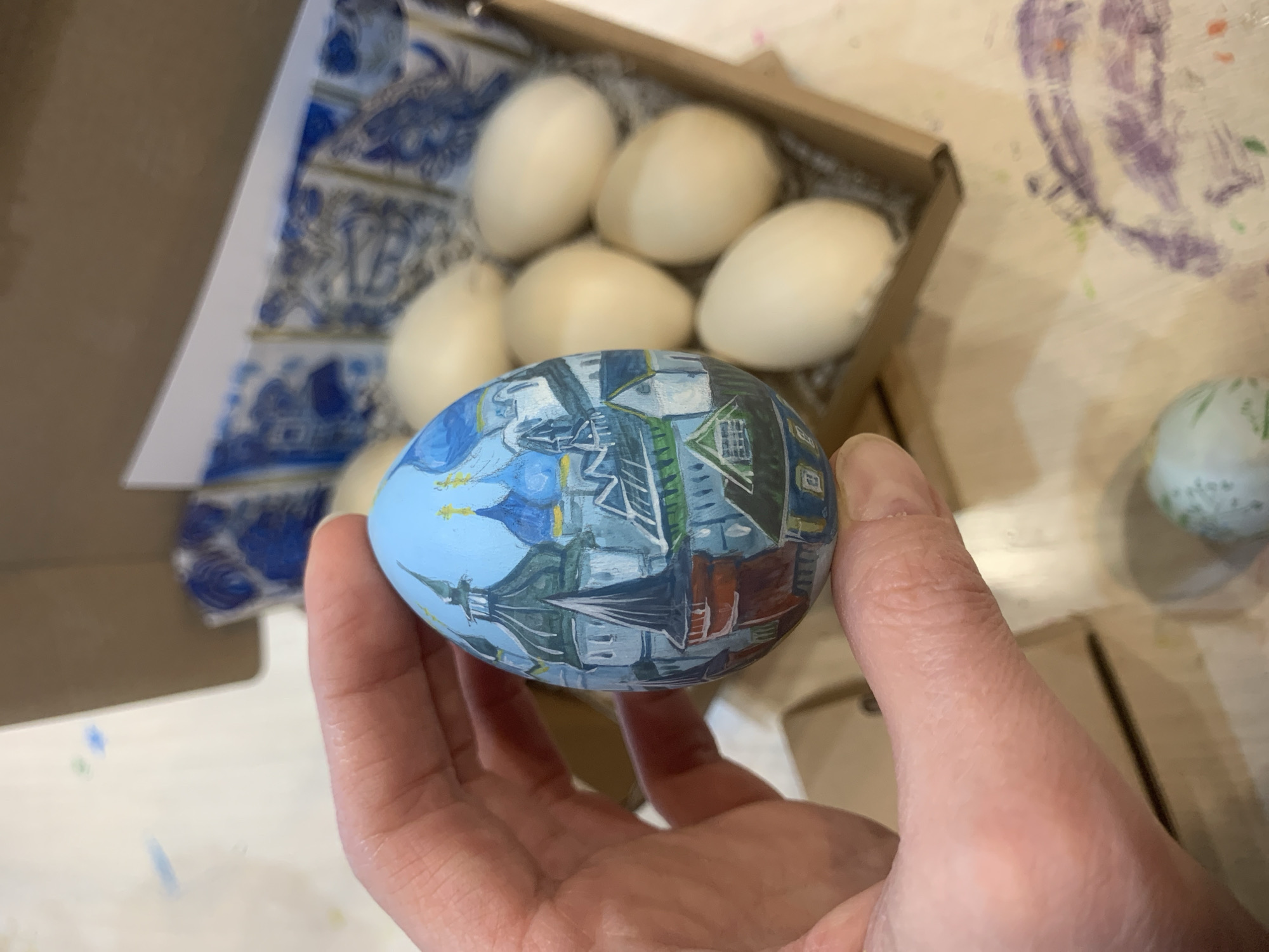 Decorated eggs displayed in Izhevsk, Russia spring celebration