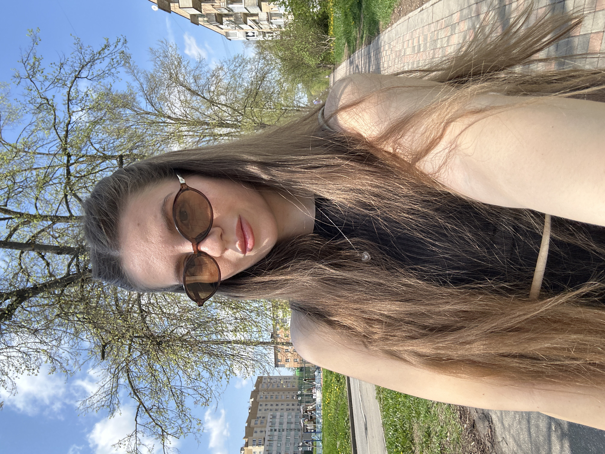 Woman photographed during selfie session in Klin, Russia
