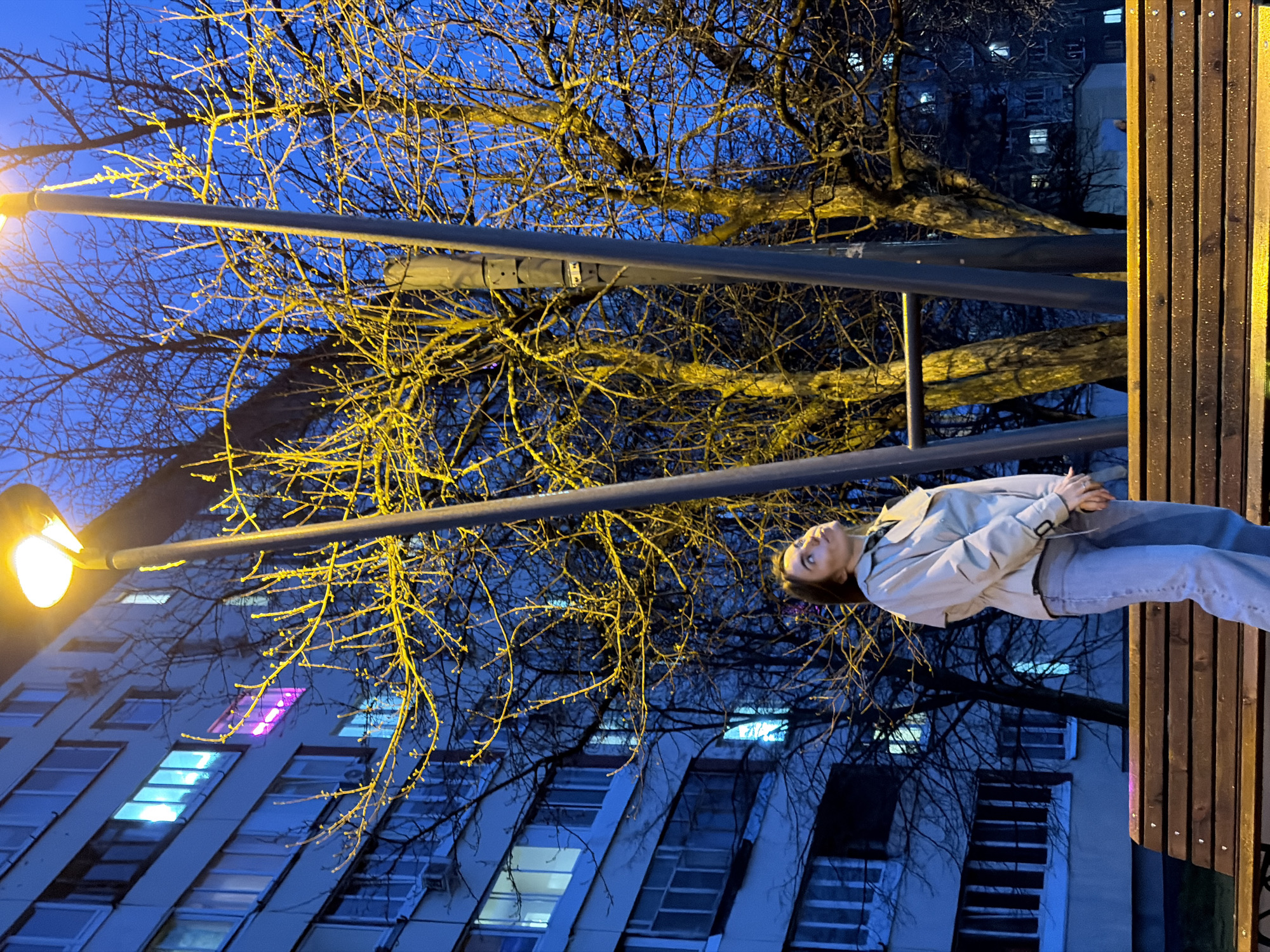 Evening street life documented in Izhevsk during dusk hours