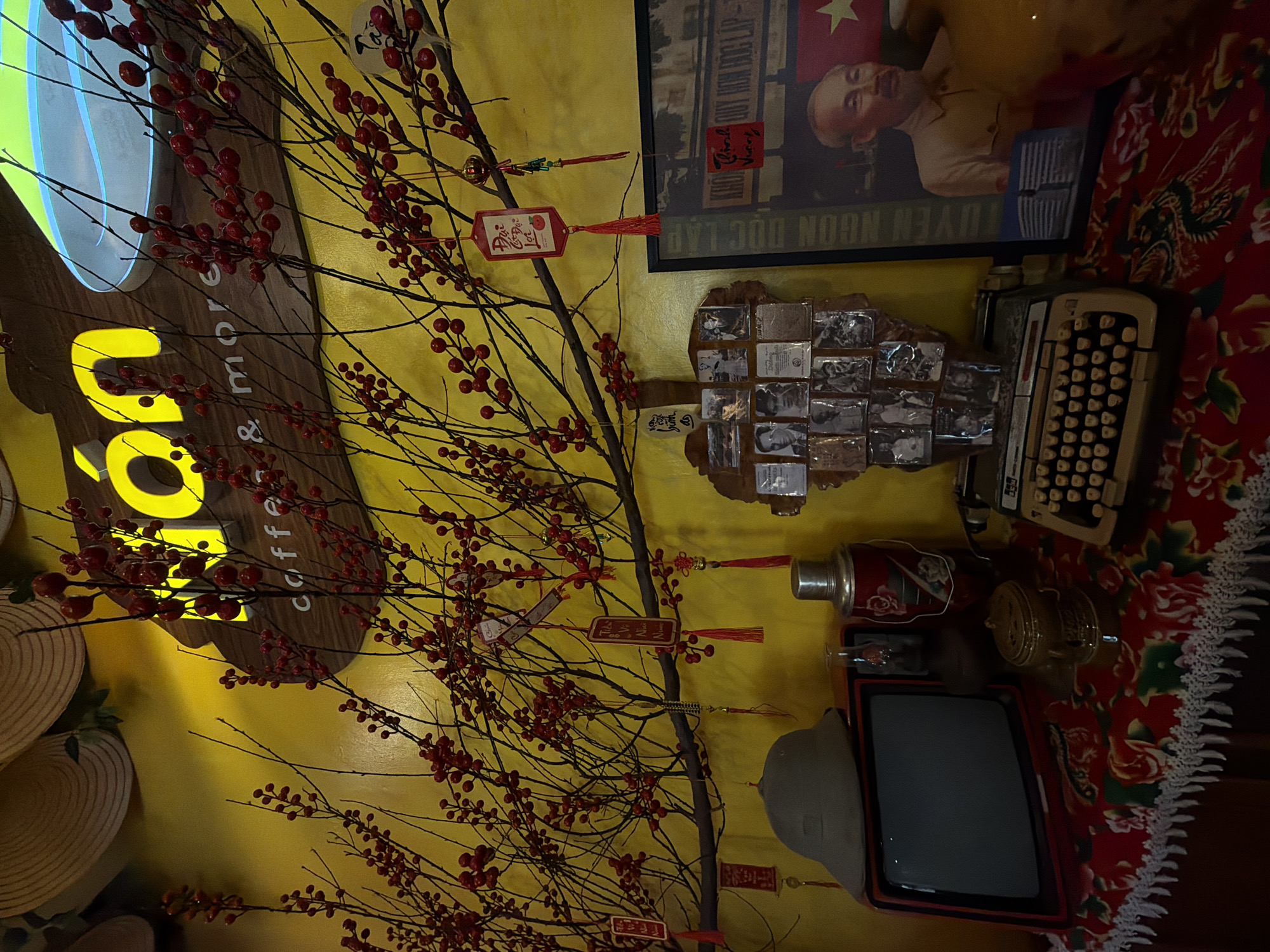 Interior space with Vietnamese historical poster documented in Nha Trang