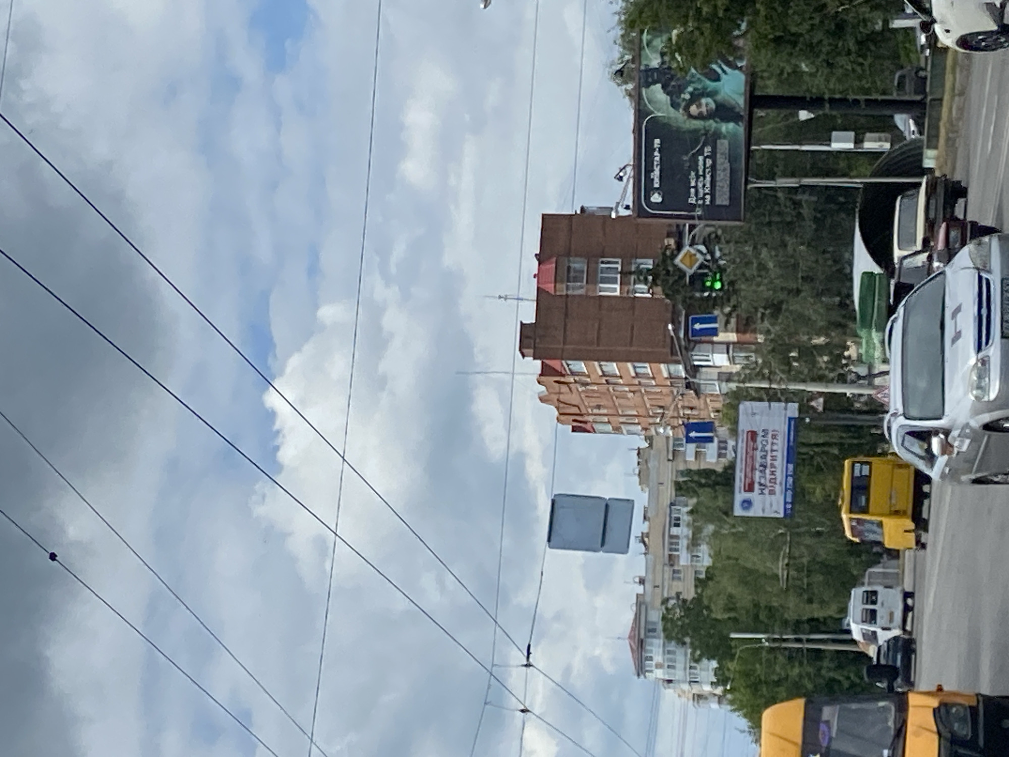 Quiet weekday morning on the streets of Poltava, Ukraine