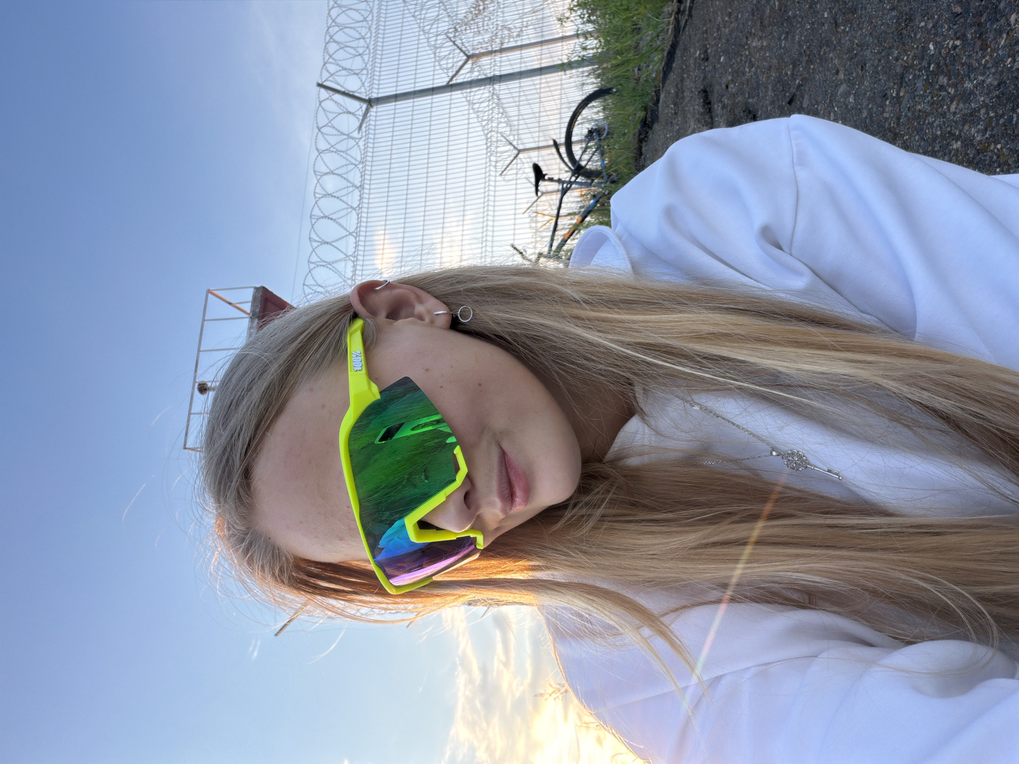 Spring photo session with neon sunglasses in Chaikovsky