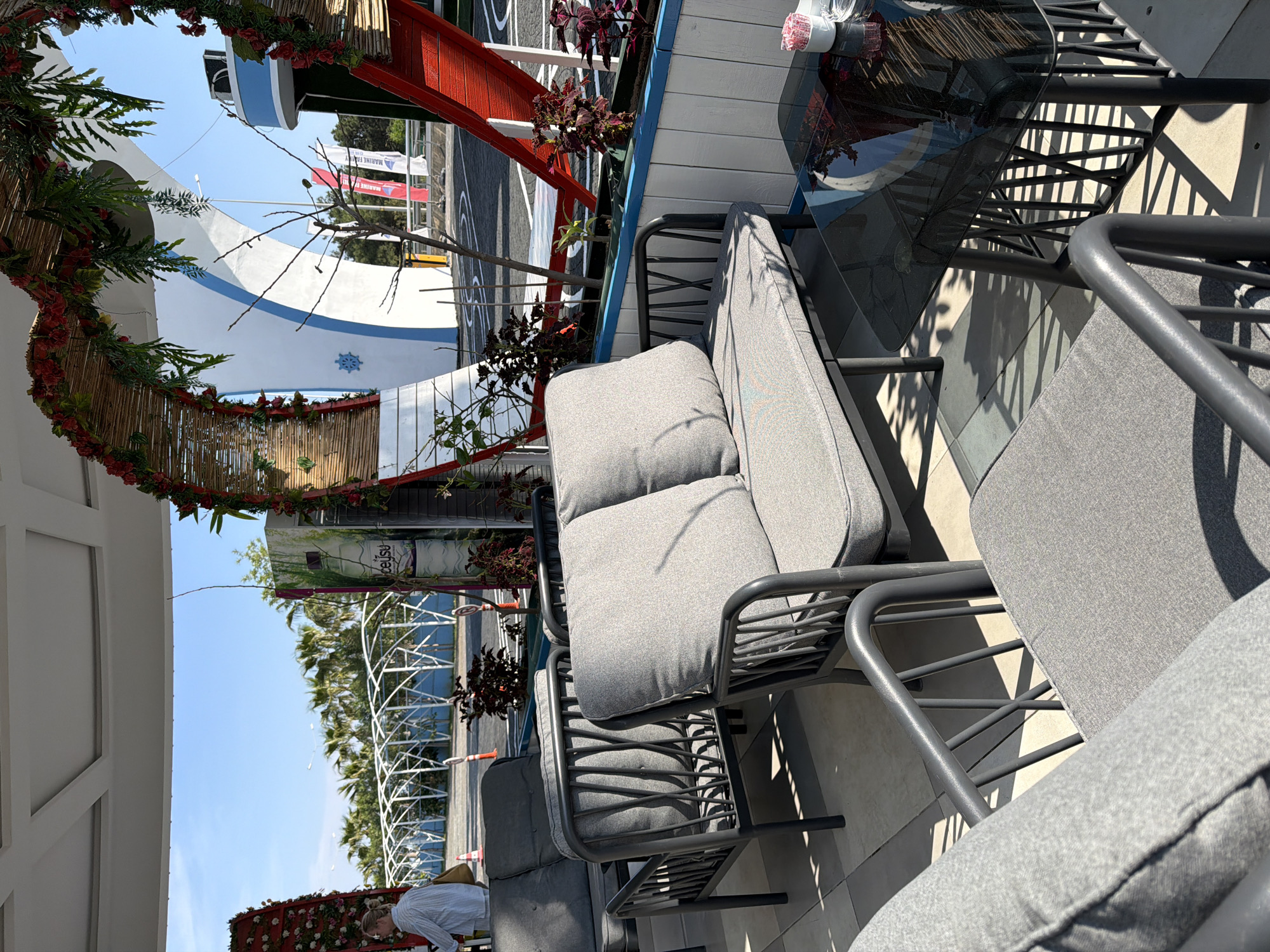 Outdoor cafe seating documented in Manavgat, Turkey