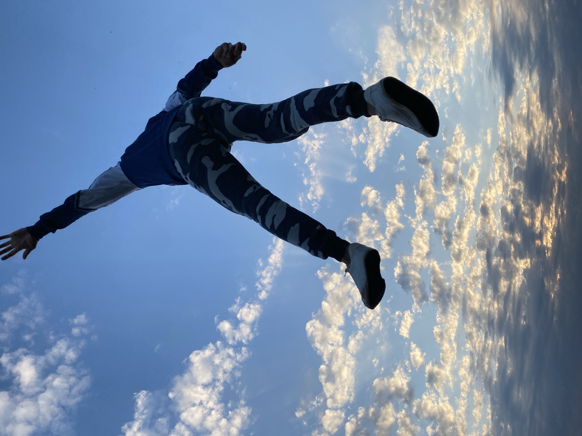 Person photographed suspended in sky over Pleven, Bulgaria