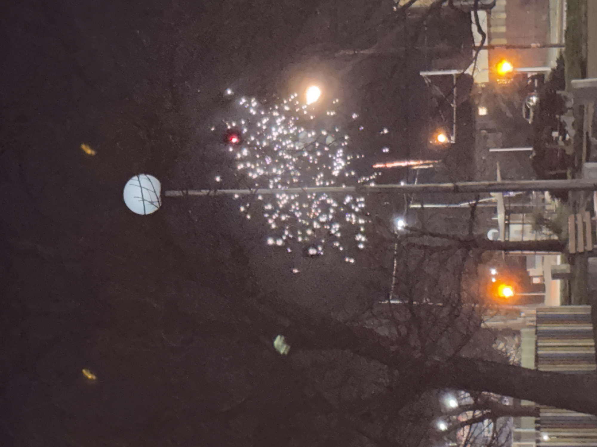 Nighttime street lighting illuminates Karlovo, Bulgaria