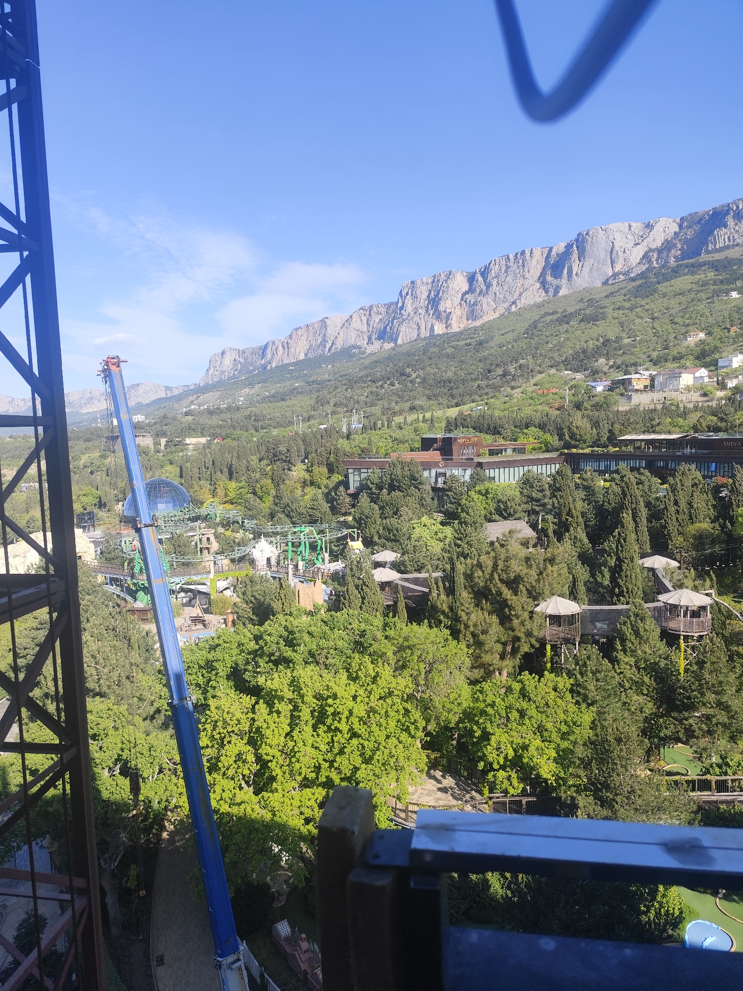 Construction workers active at building site in Crimean resort town