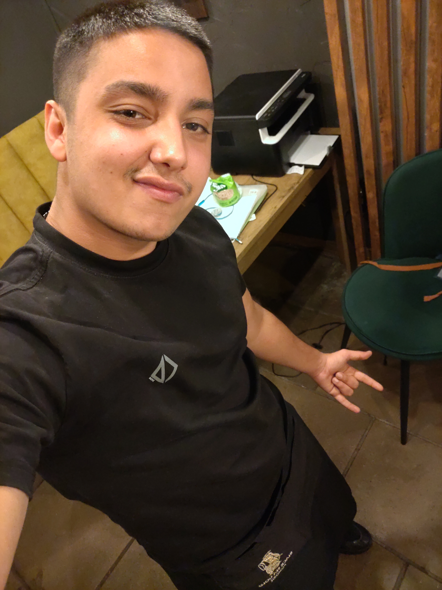 Worker takes selfie in back room, Vratsa Bulgaria