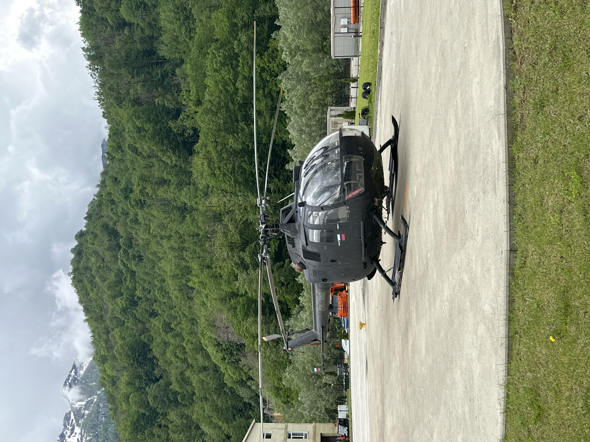 Black helicopter spotted on landing pad in Estosadok, Russia