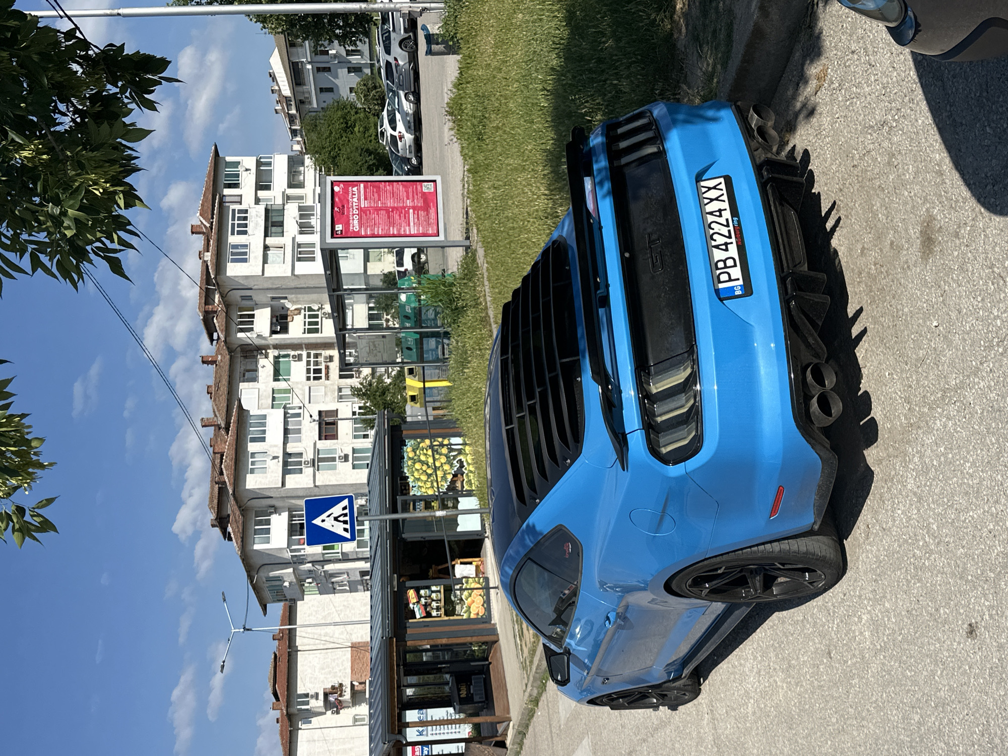 Blue Mustang and Maserati spotted on a Veliko Tarnovo street