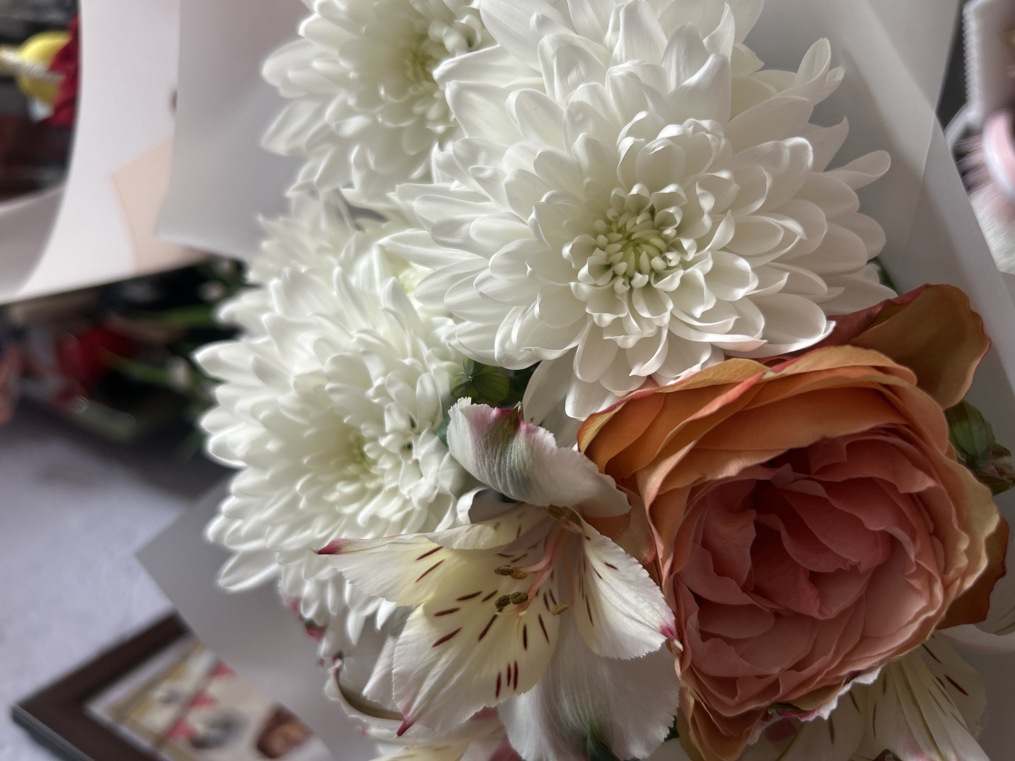 Quiet domestic moments: flowers, Easter basket, stuffed bear companion