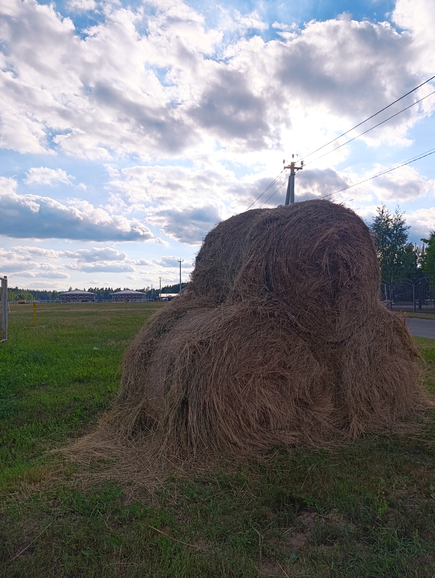 Sunny afternoon at a rural fairground or farm property